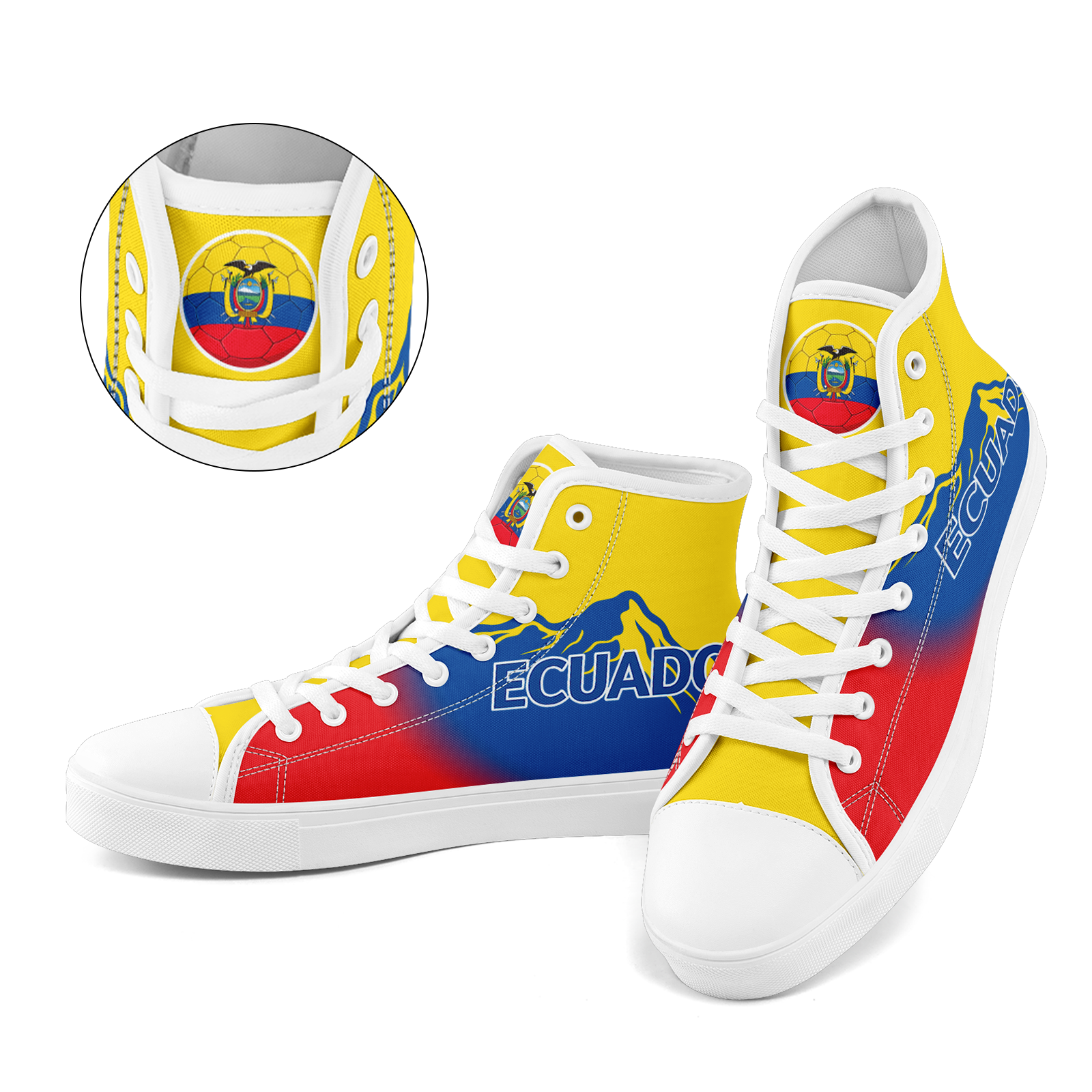Custom Ecuador 2026 World Cup Sneakers DIY Country Flag Running Shoes Lightweight Sport Shoes Gift for Football Fans Personalized Team Name and Logo FN024-F009099-5