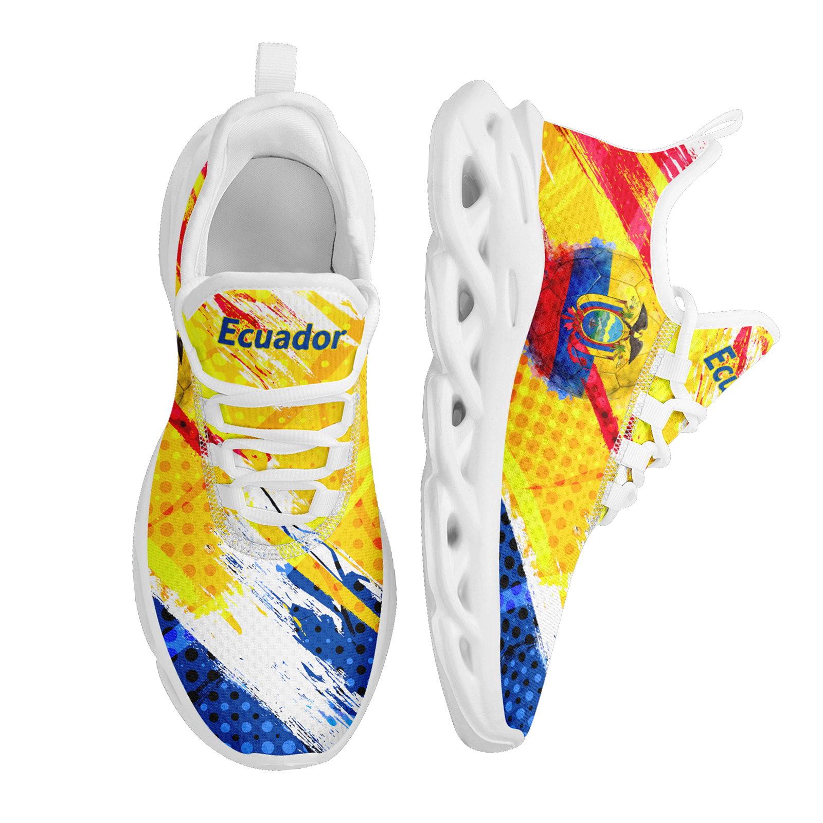 Custom Ecuador 2026 World Cup Sneakers DIY Country Flag Running Shoes Lightweight Sport Shoes Gift for Football Fans Personalized Team Name and Logo FN003-F009077-4