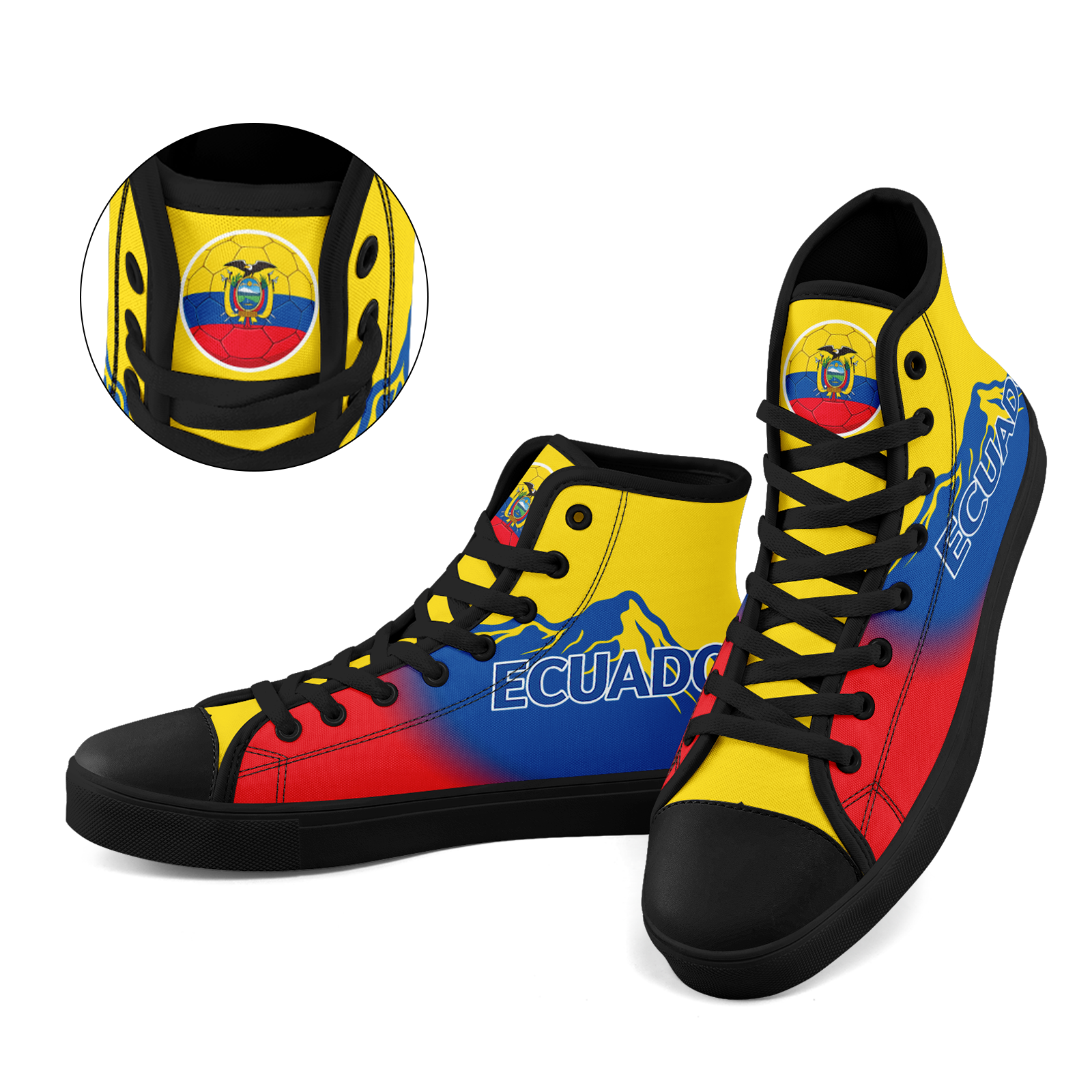 Custom Ecuador 2026 World Cup Sneakers DIY Country Flag Running Shoes Lightweight Sport Shoes Gift for Football Fans Personalized Team Name and Logo FN024-F009099-5