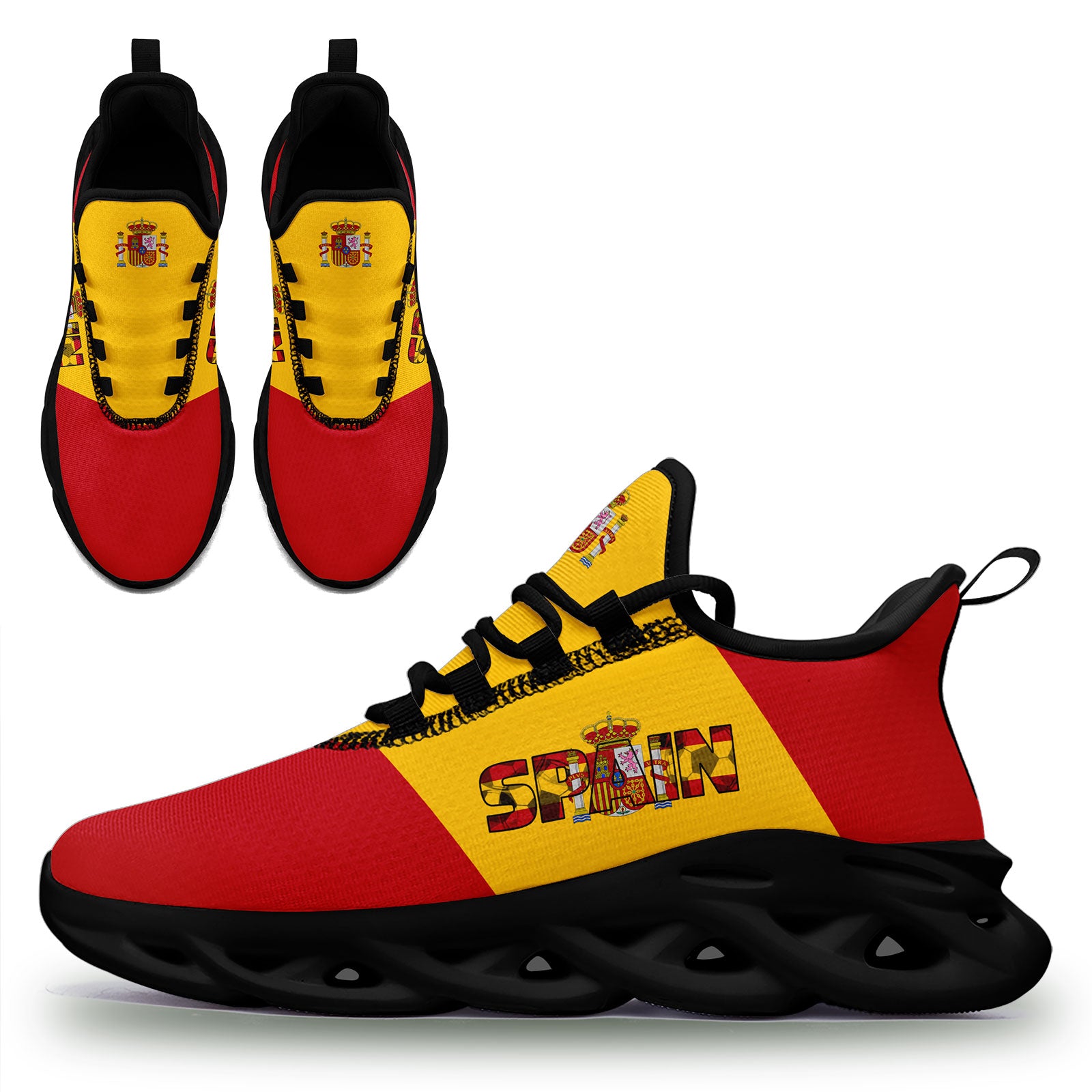 Custom 2026 World Cup Spain Sneakers DIY Country Flag Running Shoes Lightweight Sport Shoes Gift for Football Fans Personalized Team Name and Logo FN003-F027068-5