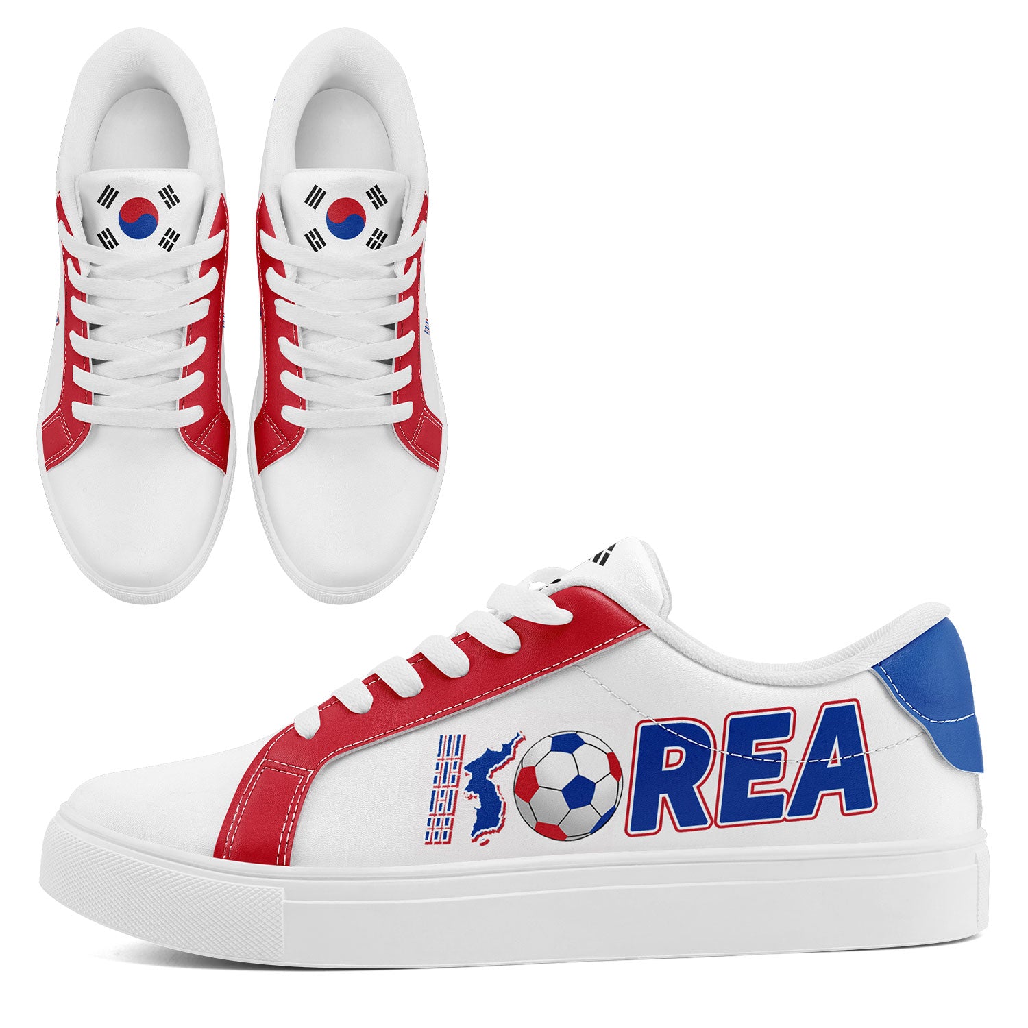 Custom South Korea 2026 World Cup Sneakers DIY Country Flag Running Shoes Lightweight Sport Shoes Gift for Football Fans Personalized Team Name and Logo FN023-F009080-5