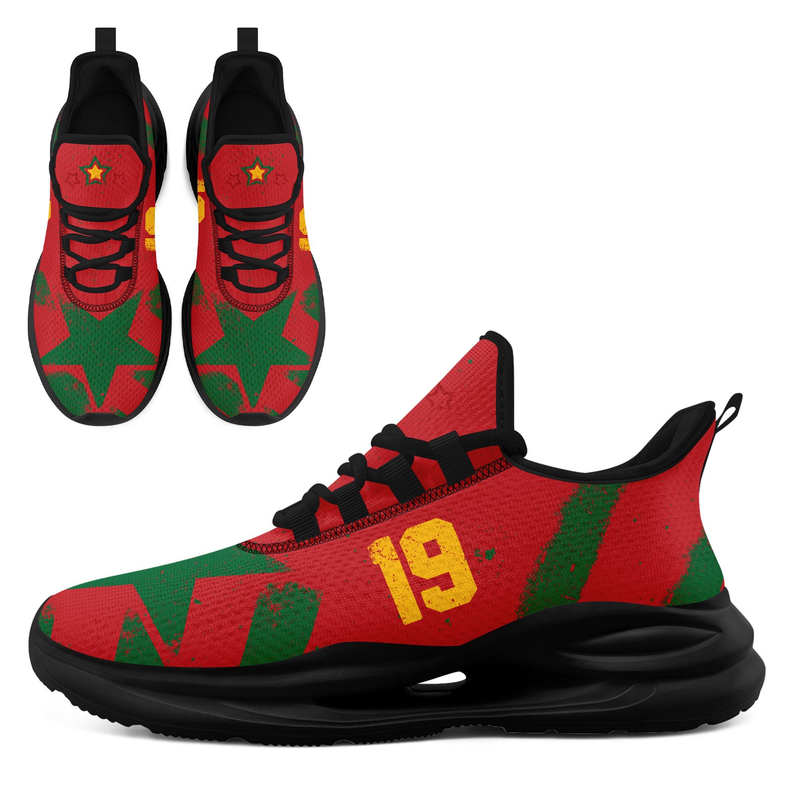 Custom Morocco 2026 World Cup Sneakers DIY Country Flag Running Shoes Lightweight Sport Shoes Gift for Football Fans Personalized Team Name and Logo FN079-F009119-8