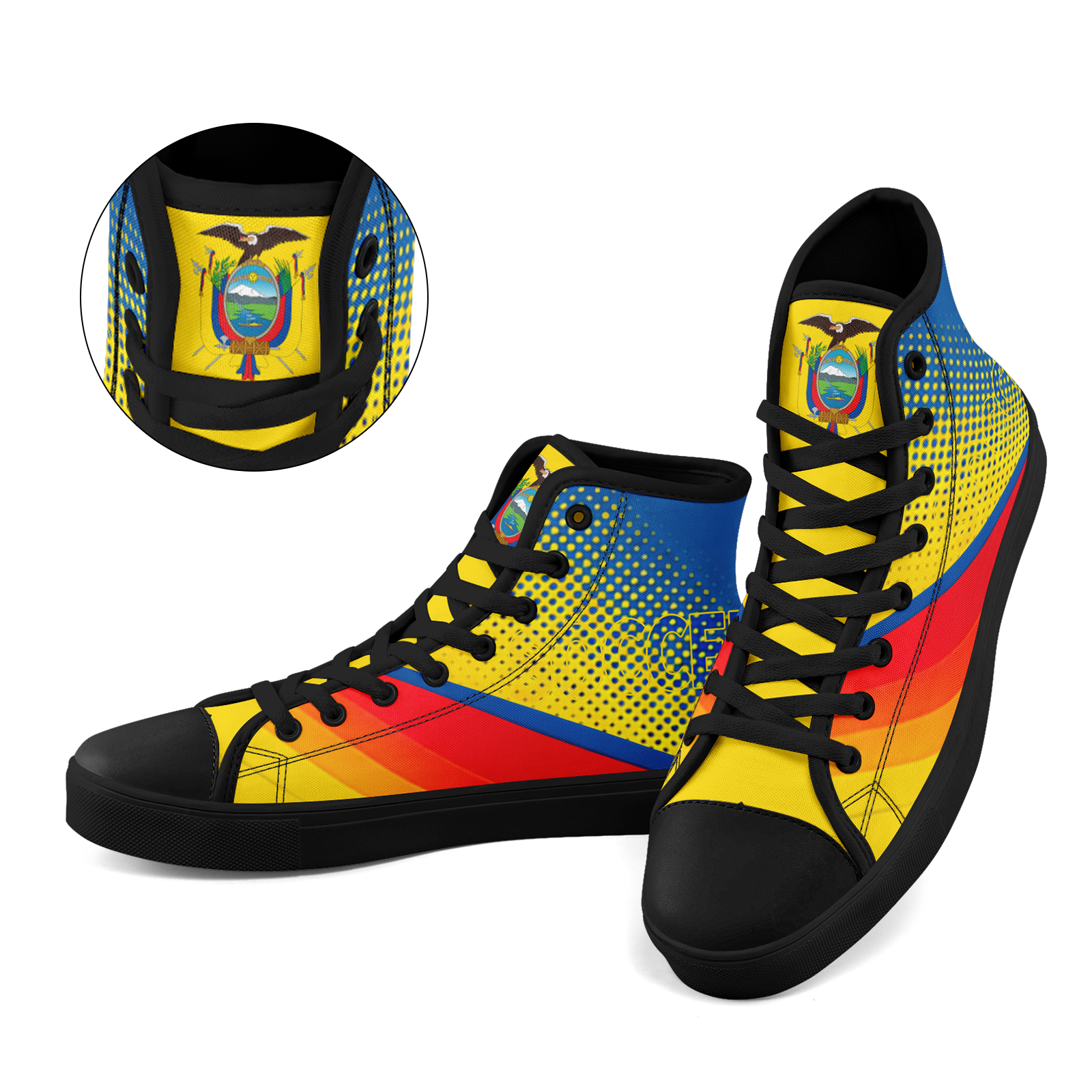 Custom Ecuador 2026 World Cup Sneakers DIY Country Flag Running Shoes Lightweight Sport Shoes Gift for Football Fans Personalized Team Name and Logo FN024-F009099-3