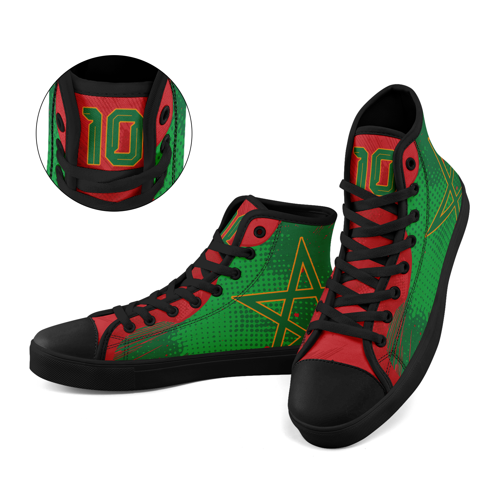 Custom Morocco 2026 World Cup Sneakers DIY Country Flag Running Shoes Lightweight Sport Shoes Gift for Football Fans Personalized Team Name and Logo FN024-F009090-4