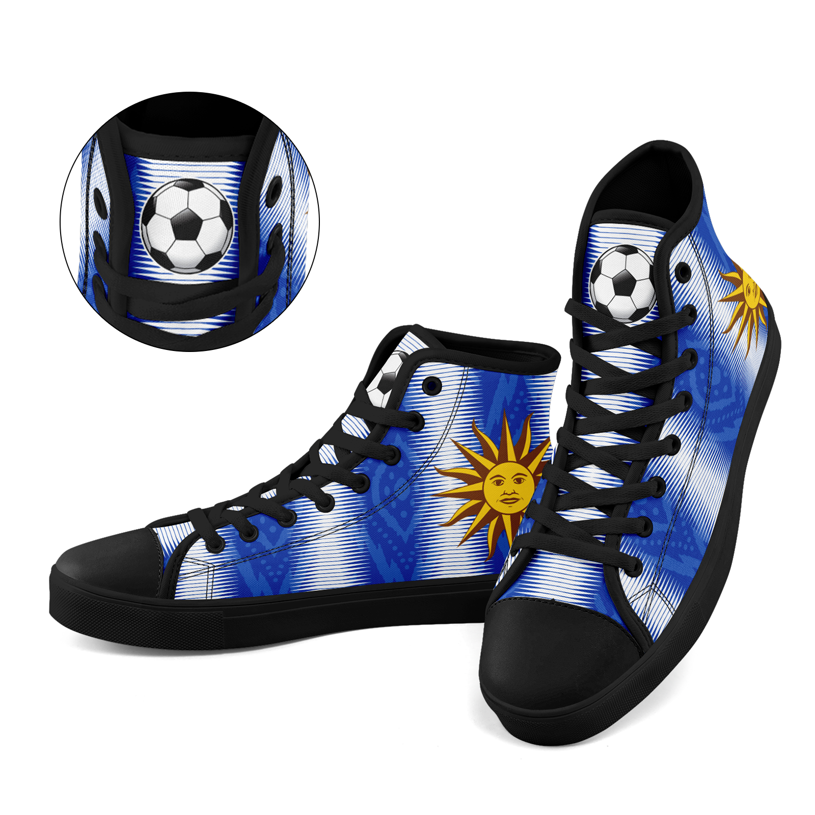 Custom Uruguay 2026 World Cup Sneakers DIY Country Flag Running Shoes Lightweight Sport Shoes Gift for Football Fans Personalized Team Name and Logo FN024-F009089-1