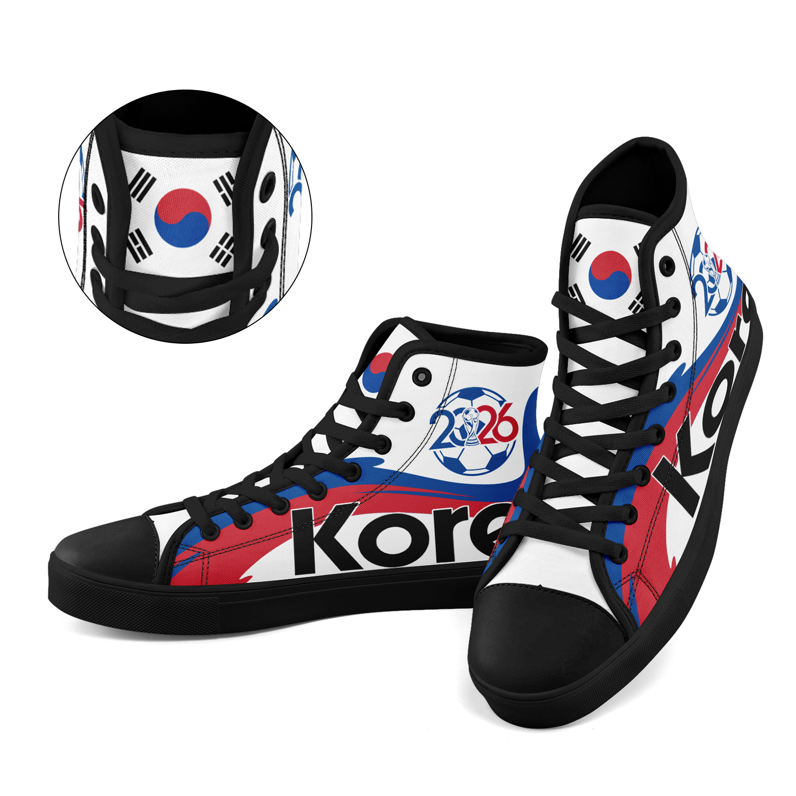 Custom South Korea 2026 World Cup Sneakers DIY Country Flag Running Shoes Lightweight Sport Shoes Gift for Football Fans Personalized Team Name and Logo FN024-F009070-3