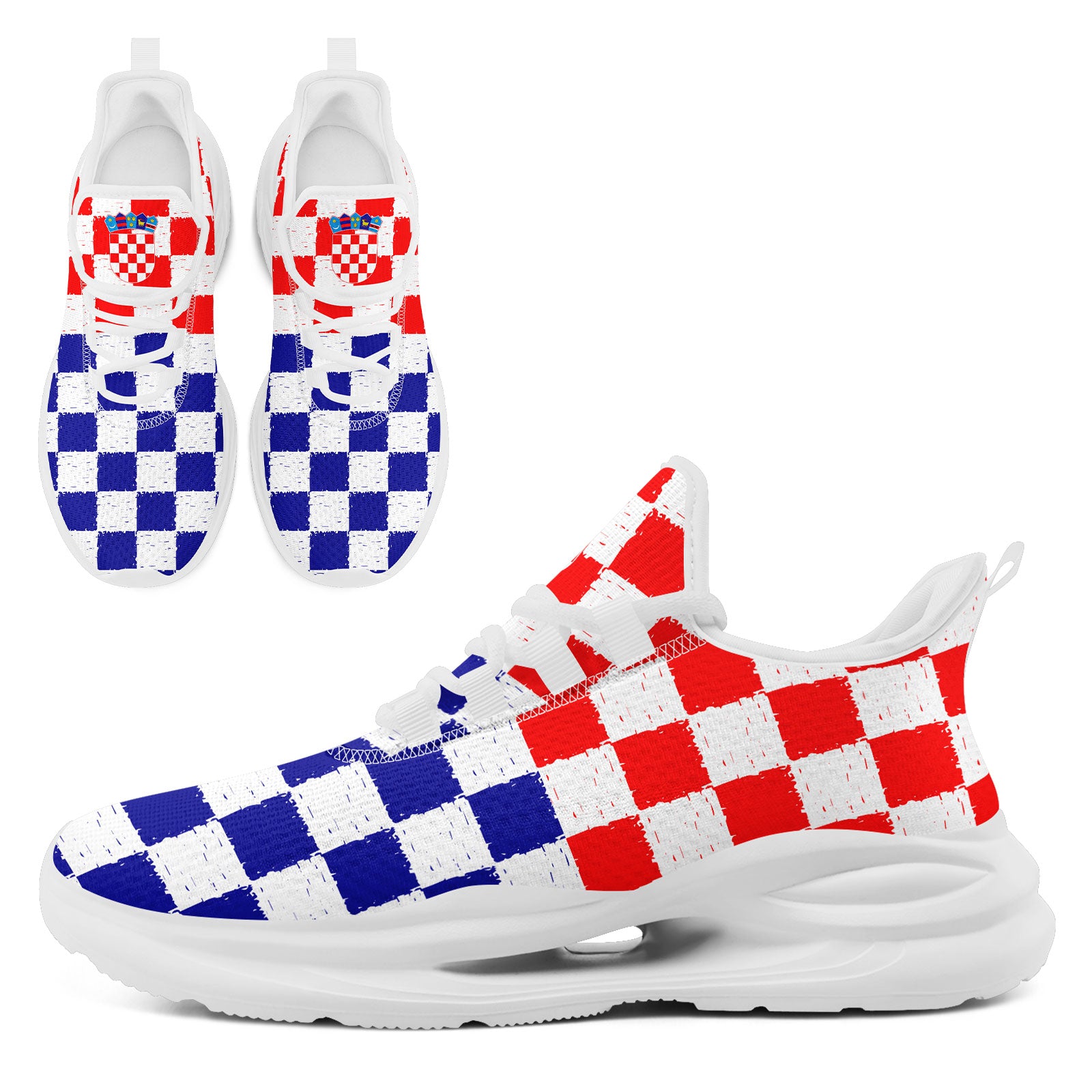 Custom Croatia 2026 World Cup Sneakers DIY Country Flag Running Shoes Lightweight Sport Shoes Gift for Football Fans Personalized Team Name and Logo FN079-F009105-2