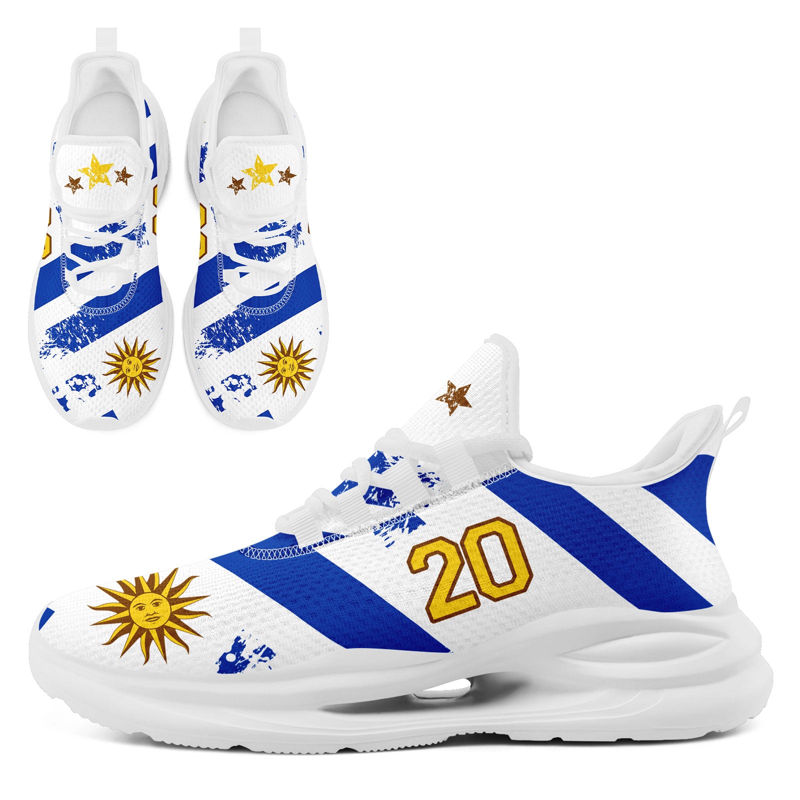 Custom Uruguay 2026 World Cup Sneakers DIY Country Flag Running Shoes Lightweight Sport Shoes Gift for Football Fans Personalized Team Name and Logo FN079-F009123-9