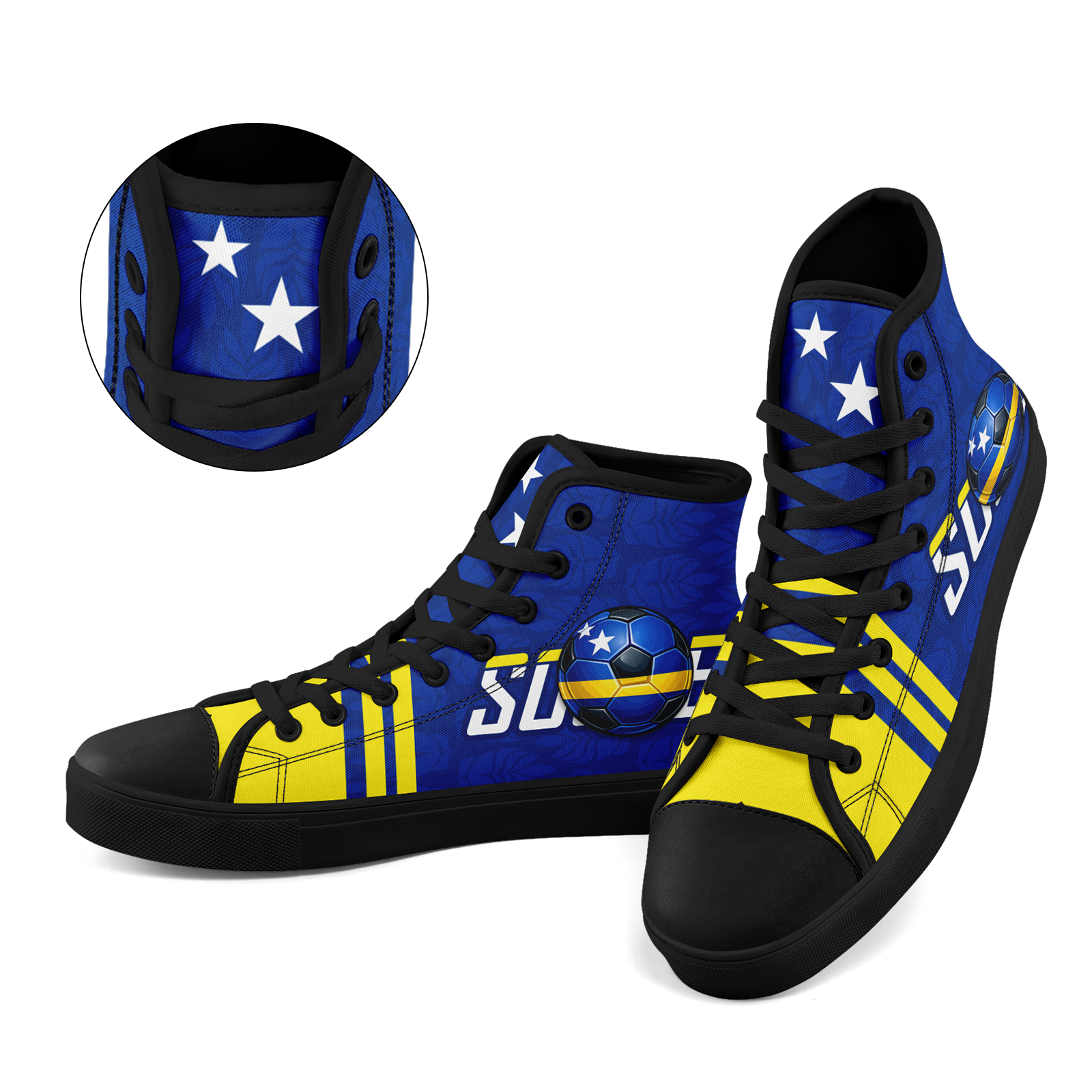 Custom Curaçao 2026 World Cup Sneakers DIY Country Flag Running Shoes Lightweight Sport Shoes Gift for Football Fans Personalized Team Name and Logo FN024-F009098-3