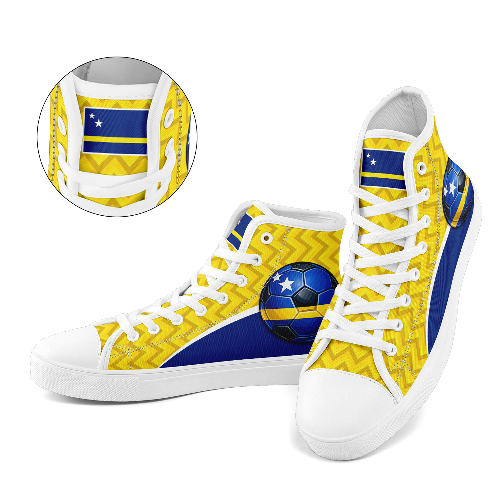 Custom Curaçao 2026 World Cup Sneakers DIY Country Flag Running Shoes Lightweight Sport Shoes Gift for Football Fans Personalized Team Name and Logo FN024-F009098-1