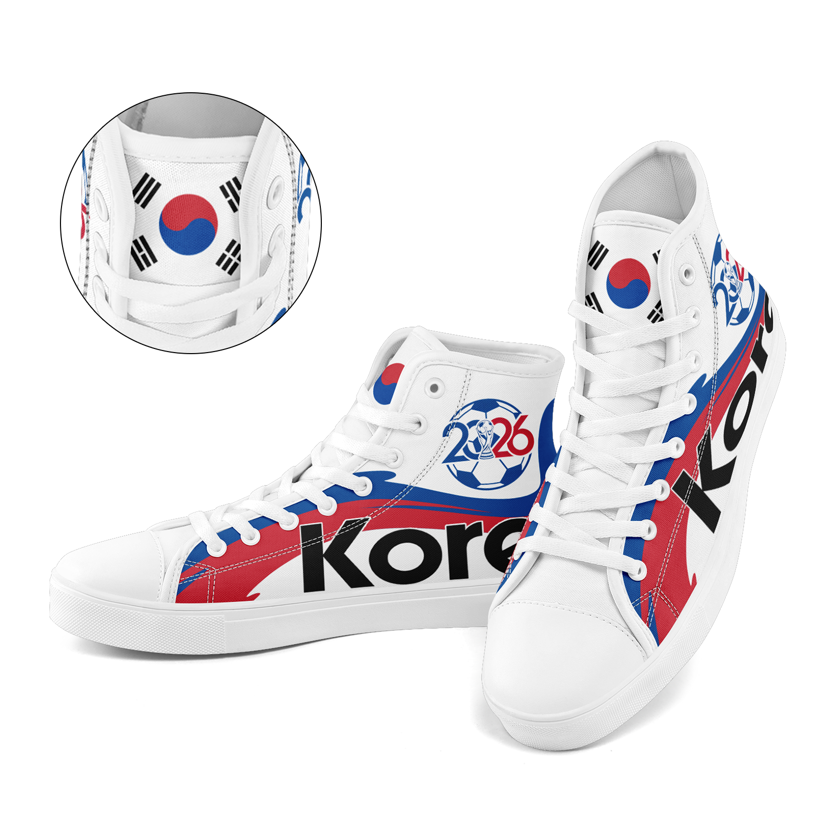 Custom South Korea 2026 World Cup Sneakers DIY Country Flag Running Shoes Lightweight Sport Shoes Gift for Football Fans Personalized Team Name and Logo FN024-F009070-3