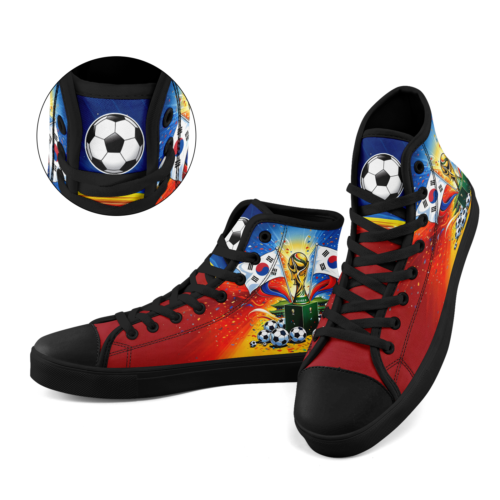 Custom South Korea 2026 World Cup Sneakers DIY Country Flag Running Shoes Lightweight Sport Shoes Gift for Football Fans Personalized Team Name and Logo FN024-F009070-4