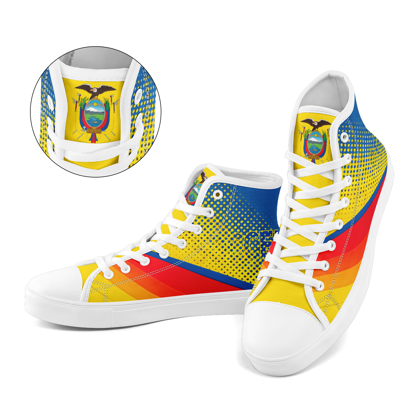 Custom Ecuador 2026 World Cup Sneakers DIY Country Flag Running Shoes Lightweight Sport Shoes Gift for Football Fans Personalized Team Name and Logo FN024-F009099-3