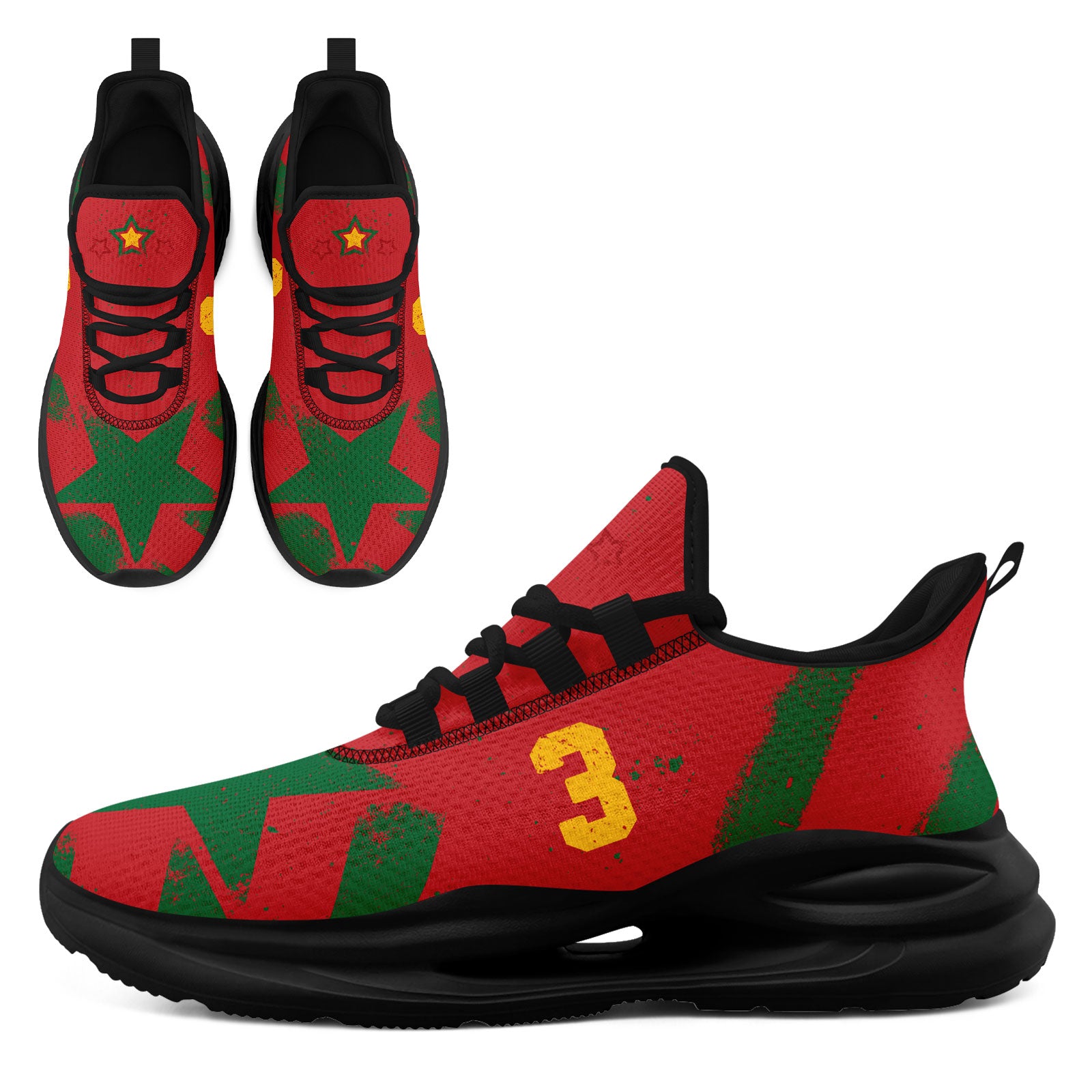 Custom Morocco 2026 World Cup Sneakers DIY Country Flag Running Shoes Lightweight Sport Shoes Gift for Football Fans Personalized Team Name and Logo FN079-F009119-5