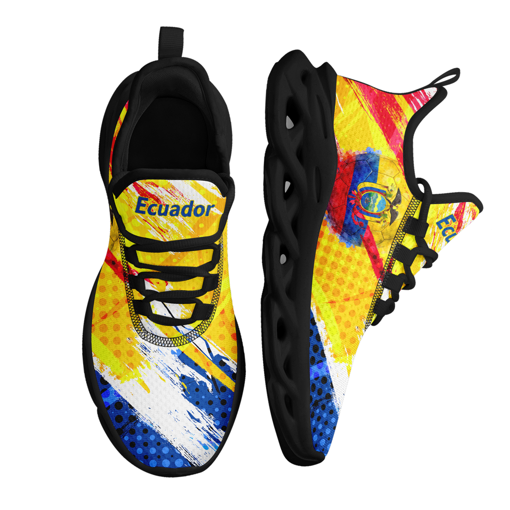 Custom Ecuador 2026 World Cup Sneakers DIY Country Flag Running Shoes Lightweight Sport Shoes Gift for Football Fans Personalized Team Name and Logo FN003-F009077-4