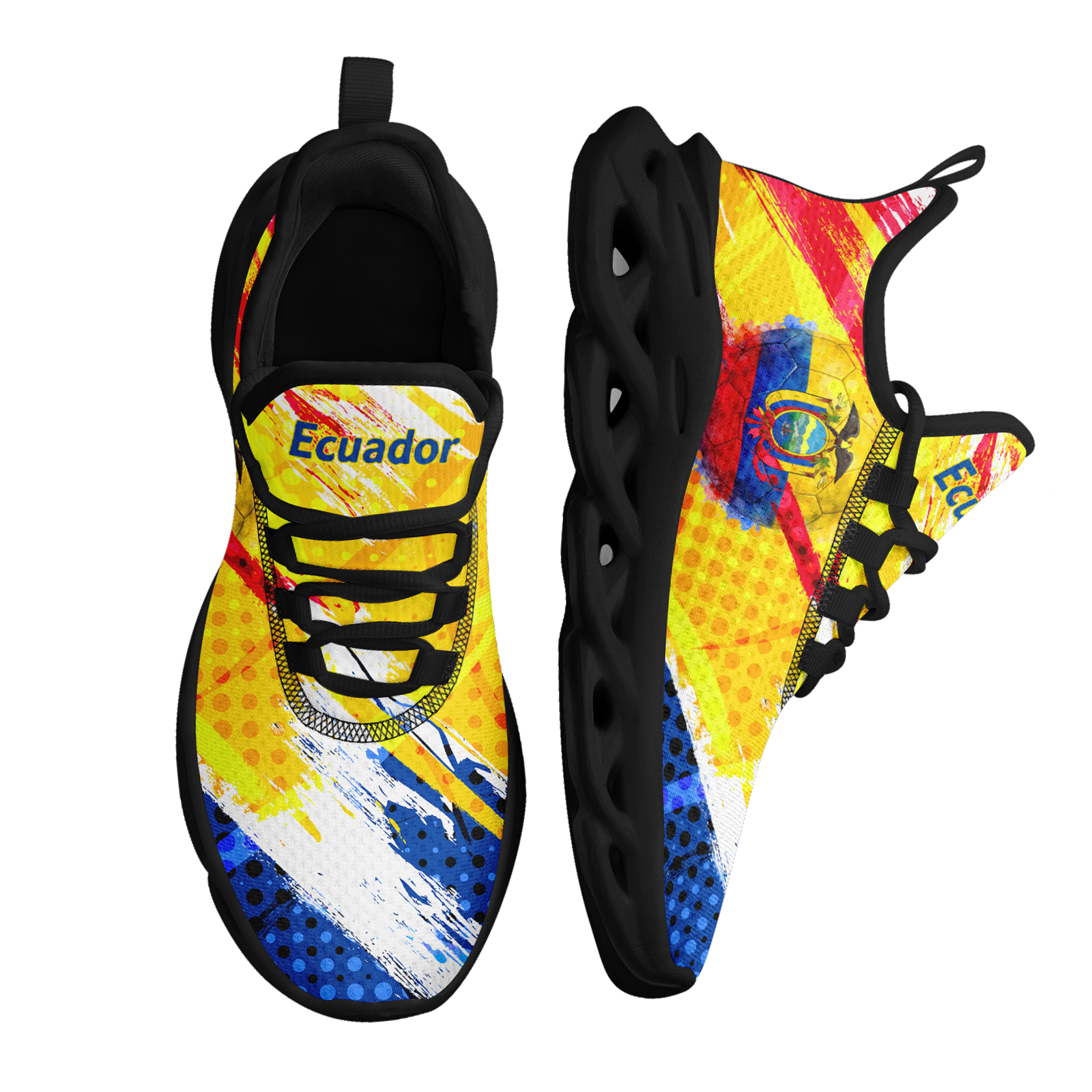 Custom Ecuador 2026 World Cup Sneakers DIY Country Flag Running Shoes Lightweight Sport Shoes Gift for Football Fans Personalized Team Name and Logo FN003-F009077-4