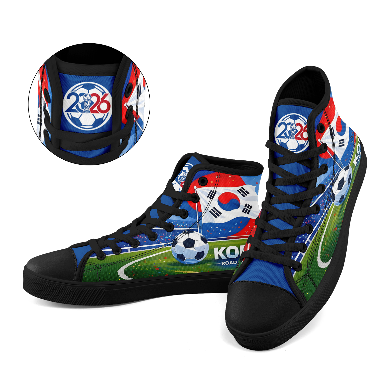 Custom South Korea 2026 World Cup Sneakers DIY Country Flag Running Shoes Lightweight Sport Shoes Gift for Football Fans Personalized Team Name and Logo FN024-F009070-5