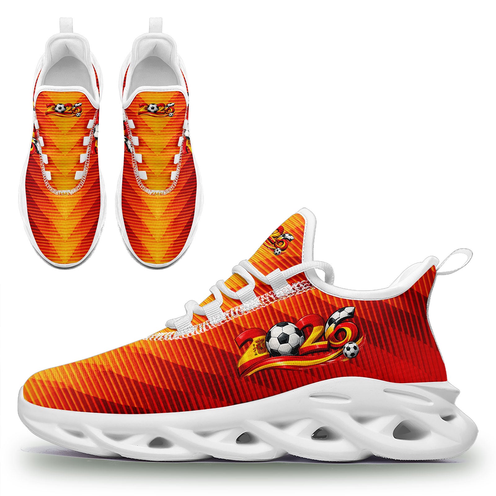 Custom 2026 World Cup Spain Sneakers DIY Country Flag Running Shoes Lightweight Sport Shoes Gift for Football Fans Personalized Team Name and Logo FN003-F027068-3