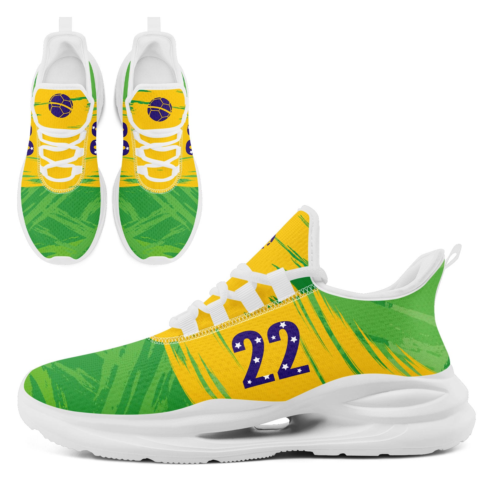Custom 2026 World Cup Brazil Sneakers DIY Country Flag Running Shoes Lightweight Sport Shoes Gift for Football Fans Personalized Team Name and Logo FN079-F027080-9
