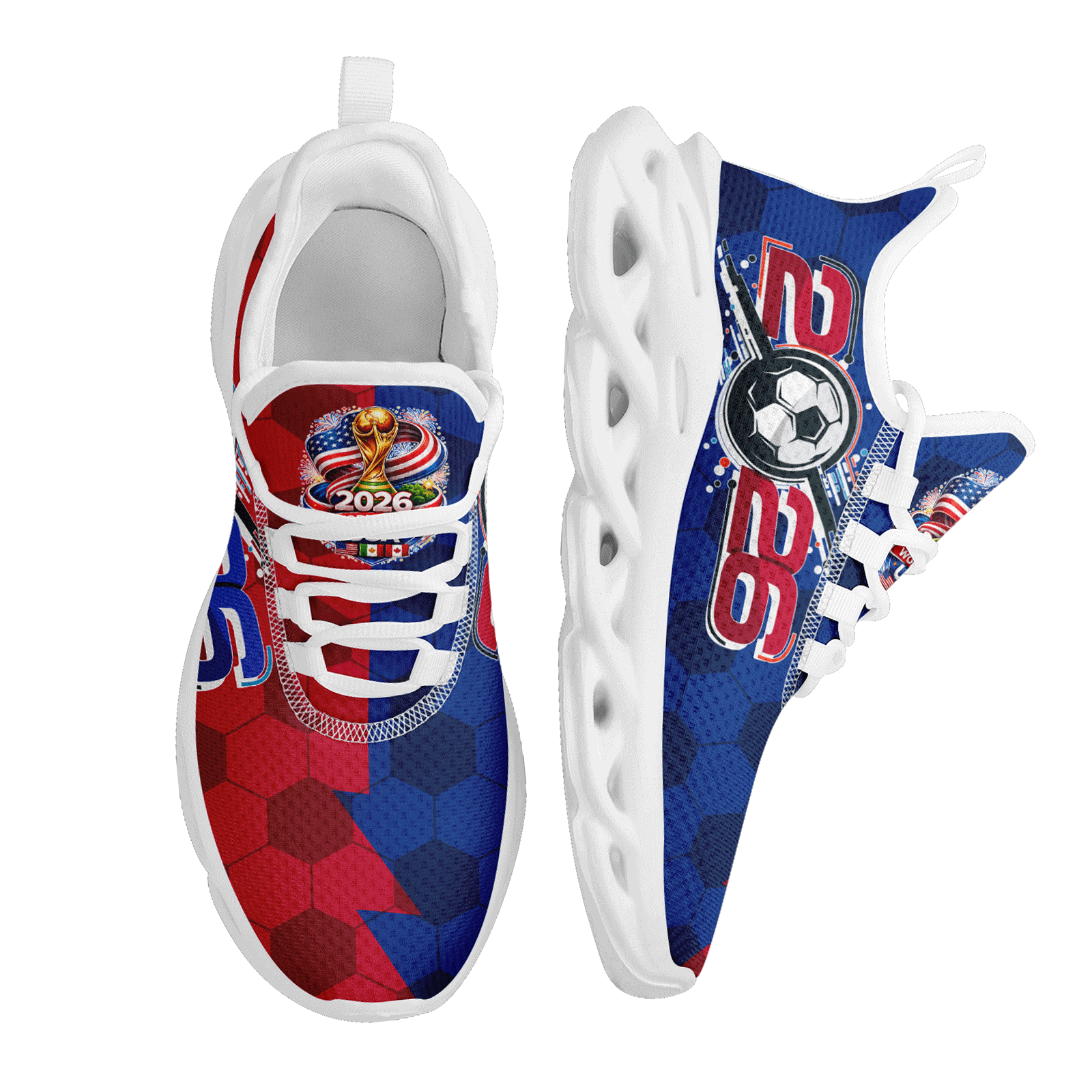 Custom United States 2026 World Cup Sneakers DIY Country Flag Running Shoes Lightweight Sport Shoes Gift for Football Fans Personalized Team Name and Logo FN003-F028035-4