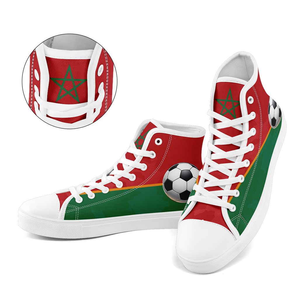 Custom Morocco 2026 World Cup Sneakers DIY Country Flag Running Shoes Lightweight Sport Shoes Gift for Football Fans Personalized Team Name and Logo FN024-F009090-3
