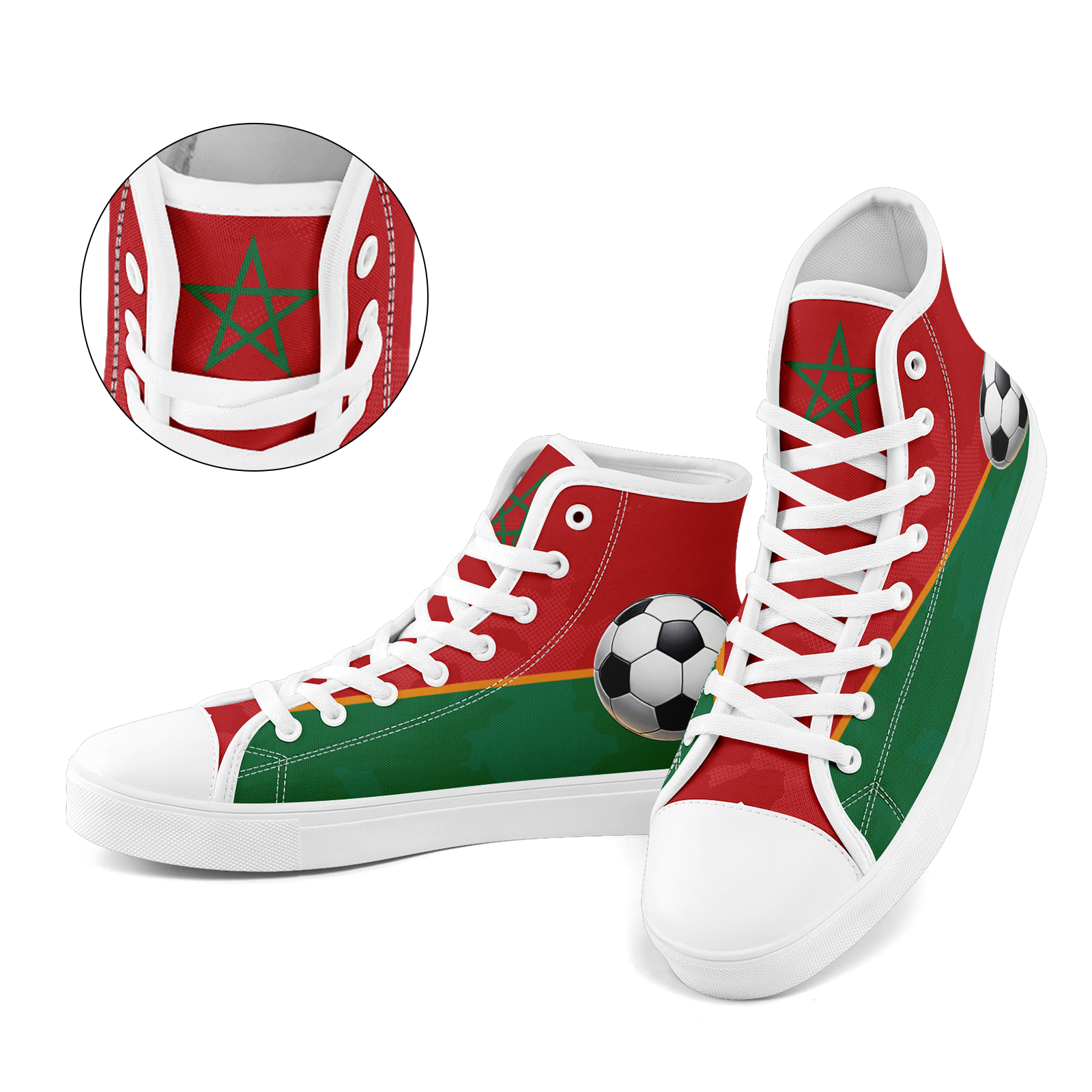 Custom Morocco 2026 World Cup Sneakers DIY Country Flag Running Shoes Lightweight Sport Shoes Gift for Football Fans Personalized Team Name and Logo FN024-F009090-3