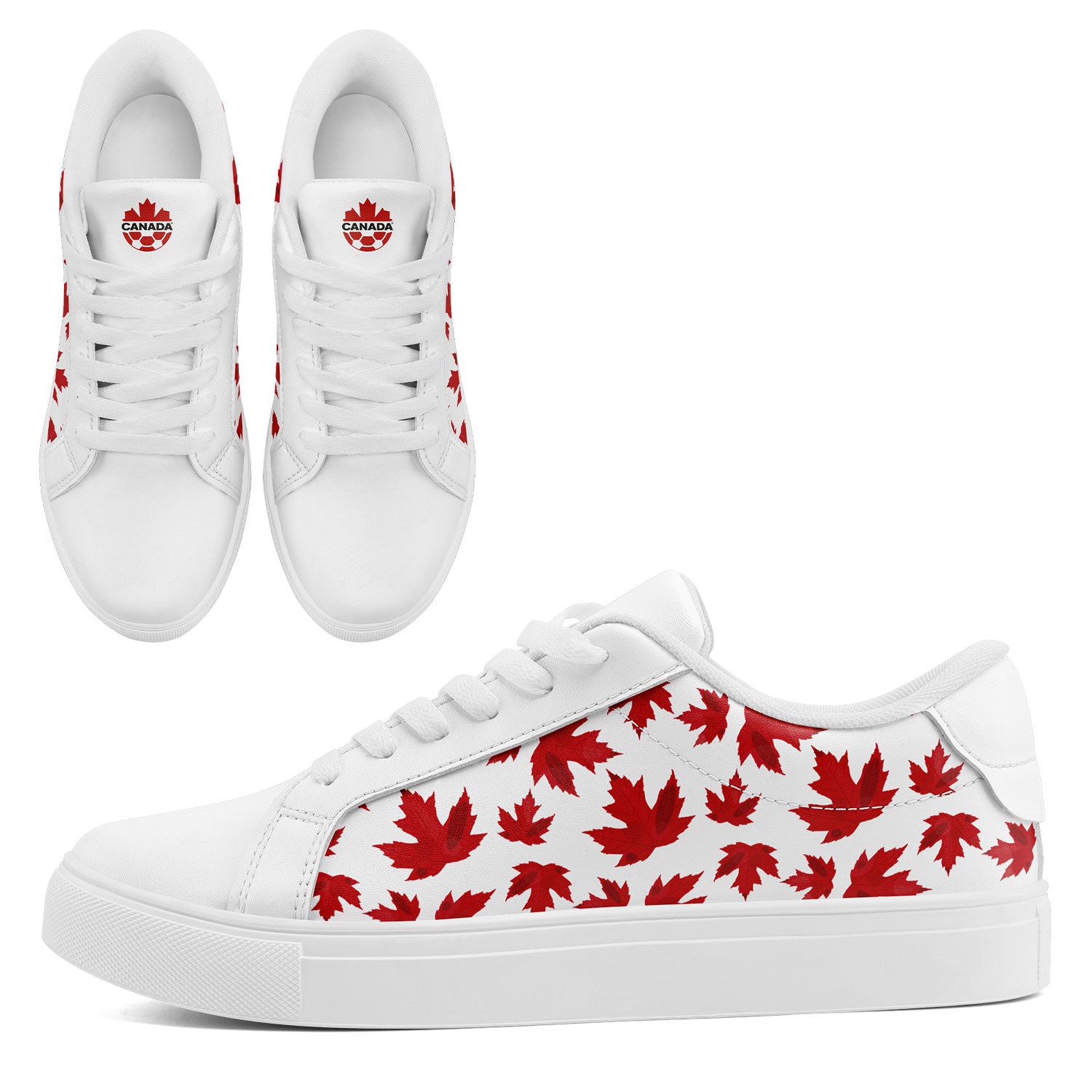 Custom Canada 2026 World Cup Sneakers DIY Country Flag Running Shoes Lightweight Sport Shoes Gift for Football Fans Personalized Team Name and Logo FN023-F020031-3