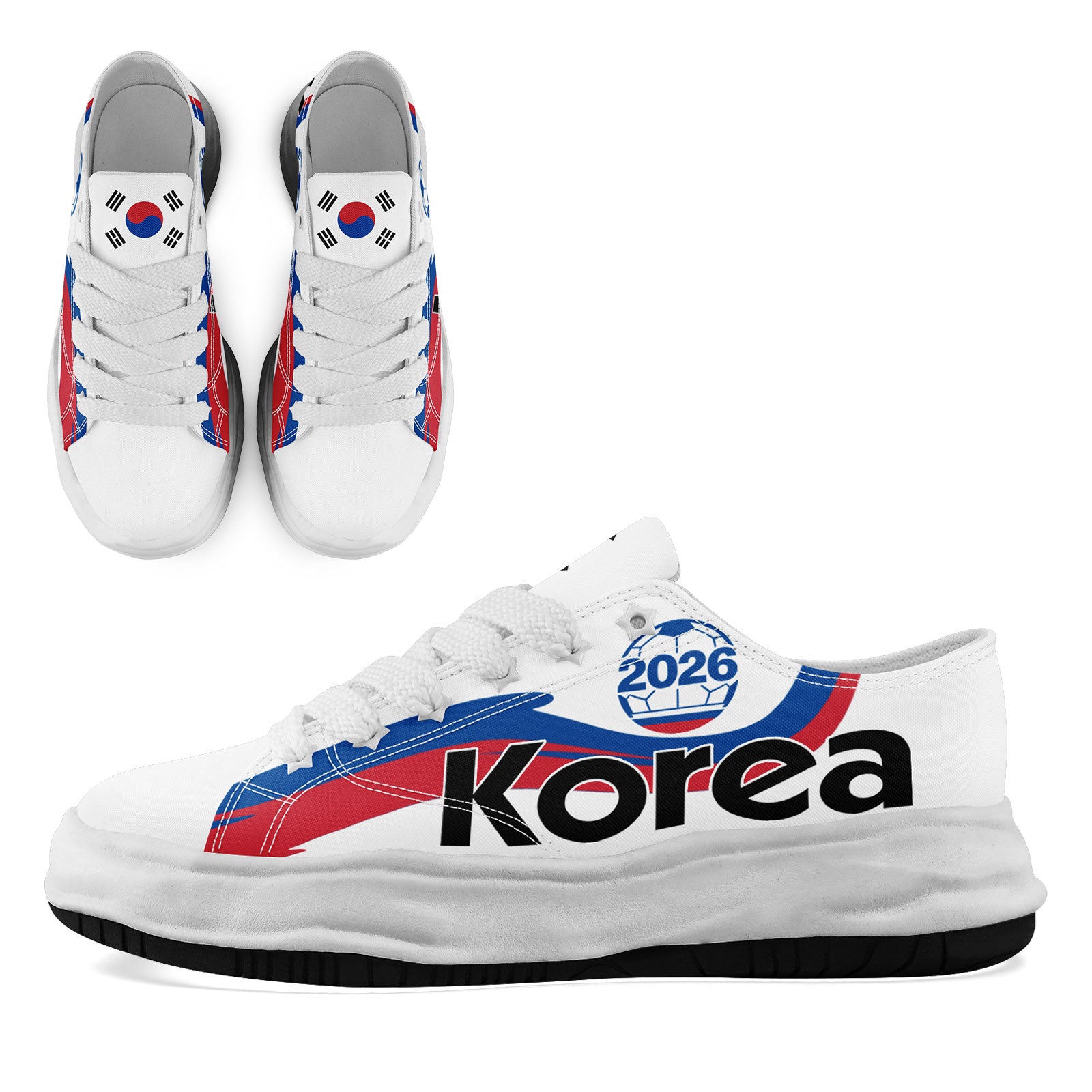 Custom South Korea 2026 World Cup Sneakers DIY Country Flag Running Shoes Lightweight Sport Shoes Gift for Football Fans Personalized Team Name and Logo FN038-F009095-3
