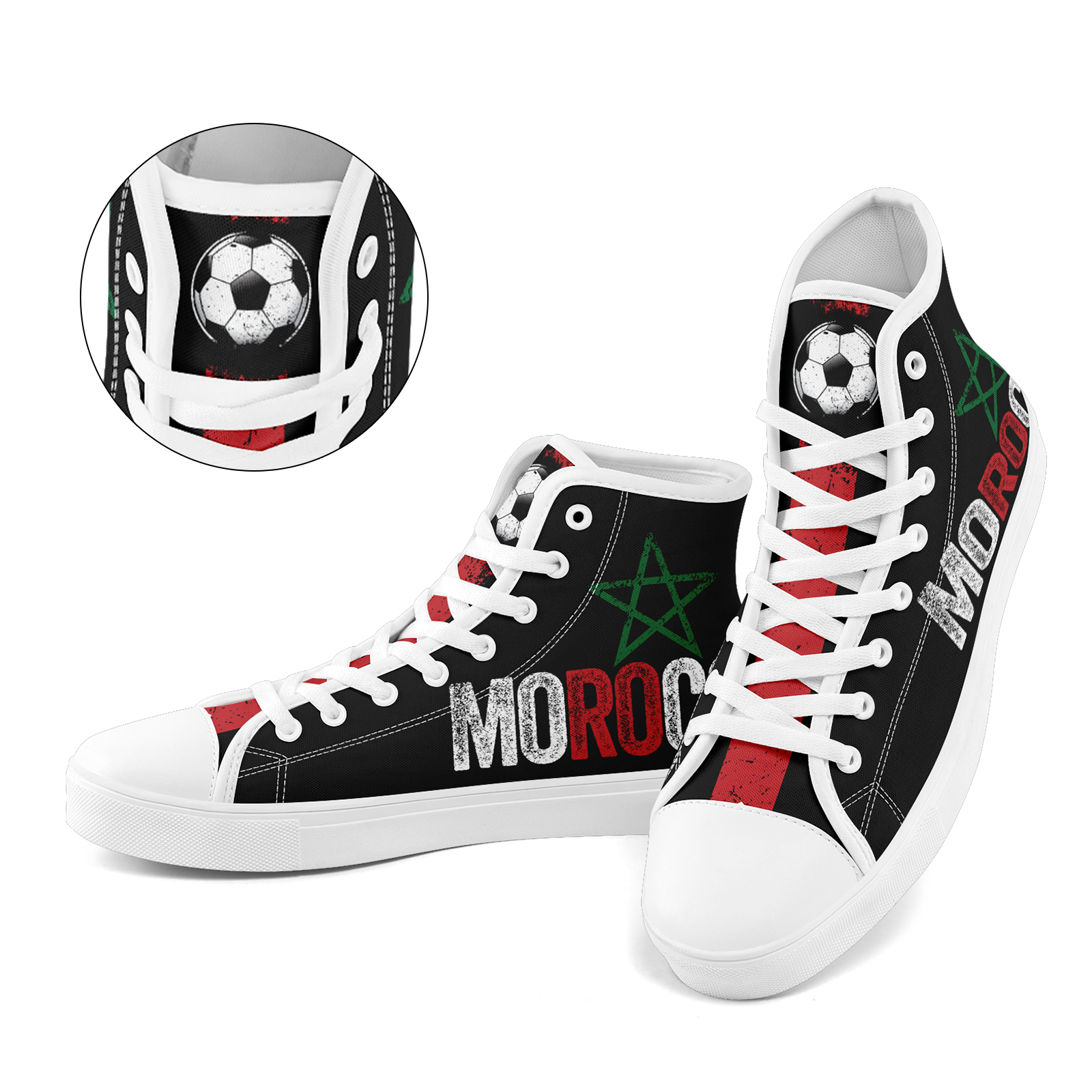 Custom Morocco 2026 World Cup Sneakers DIY Country Flag Running Shoes Lightweight Sport Shoes Gift for Football Fans Personalized Team Name and Logo FN024-F009090-1