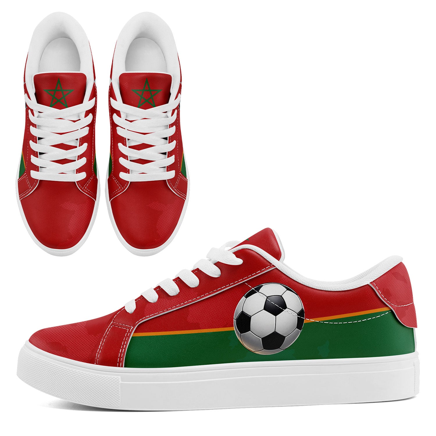 Custom Morocco 2026 World Cup Sneakers DIY Country Flag Running Shoes Lightweight Sport Shoes Gift for Football Fans Personalized Team Name and Logo FN023-F009097-3