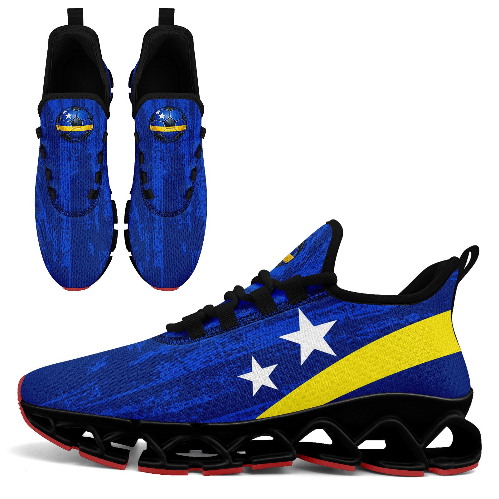Custom Curaçao 2026 World Cup Sneakers DIY Country Flag Running Shoes Lightweight Sport Shoes Gift for Football Fans Personalized Team Name and Logo FN003XD-F009091-2