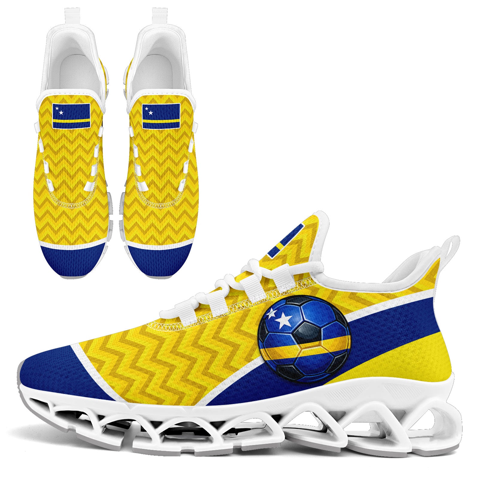 Custom Curaçao 2026 World Cup Sneakers DIY Country Flag Running Shoes Lightweight Sport Shoes Gift for Football Fans Personalized Team Name and Logo FN003XD-F009091-1