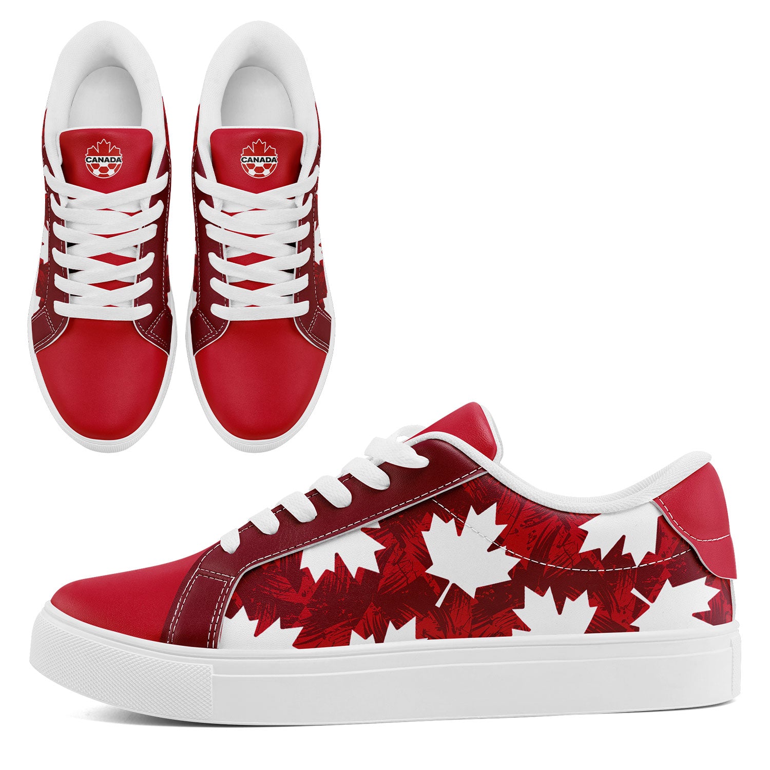 Custom Canada 2026 World Cup Sneakers DIY Country Flag Running Shoes Lightweight Sport Shoes Gift for Football Fans Personalized Team Name and Logo FN023-F020031-2