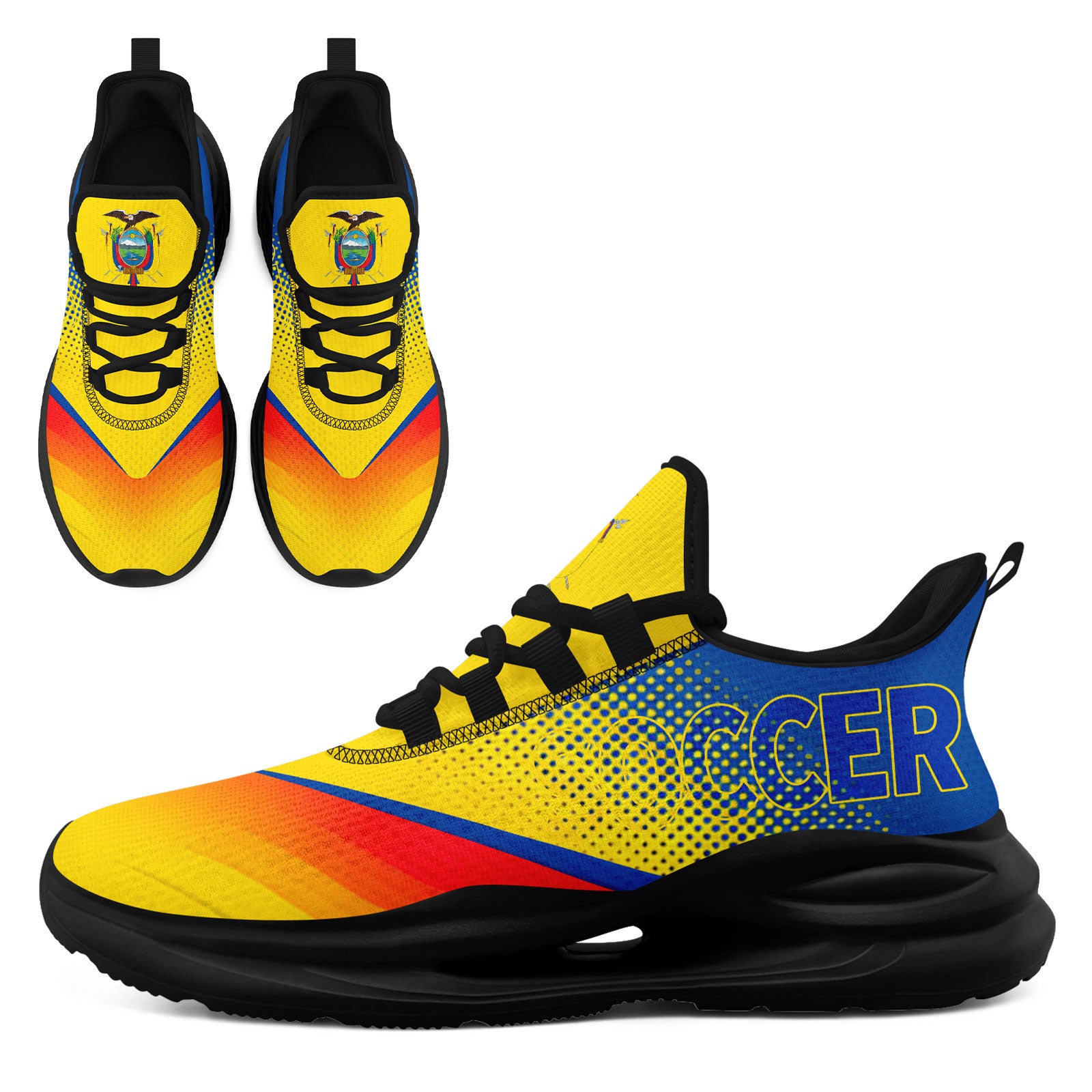 Custom Ecuador 2026 World Cup Sneakers DIY Country Flag Running Shoes Lightweight Sport Shoes Gift for Football Fans Personalized Team Name and Logo FN079-F009088-3