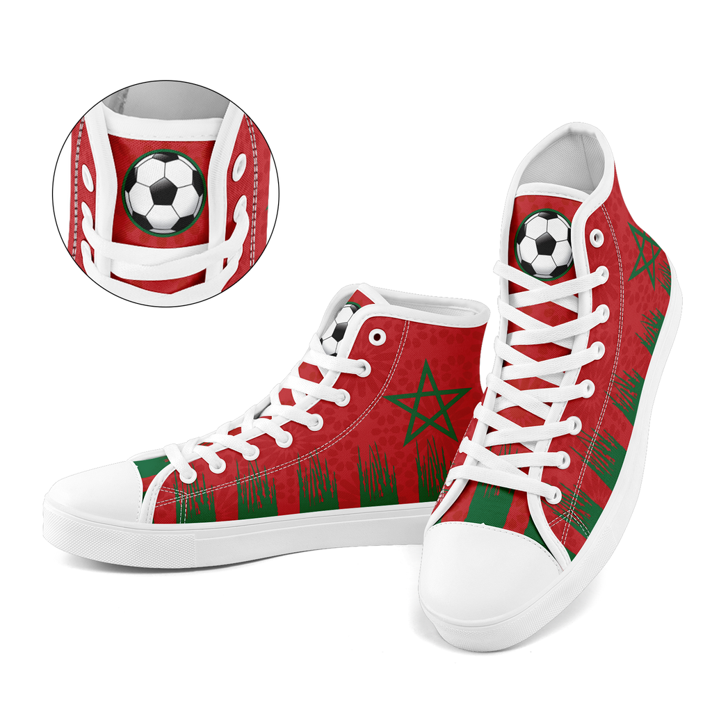 Custom Morocco 2026 World Cup Sneakers DIY Country Flag Running Shoes Lightweight Sport Shoes Gift for Football Fans Personalized Team Name and Logo FN024-F009090-2