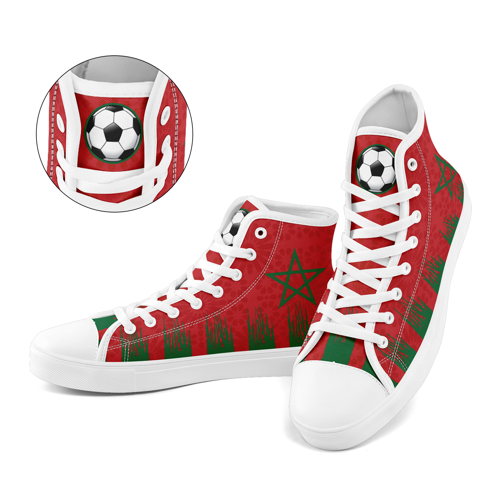 Custom Morocco 2026 World Cup Sneakers DIY Country Flag Running Shoes Lightweight Sport Shoes Gift for Football Fans Personalized Team Name and Logo FN024-F009090-2