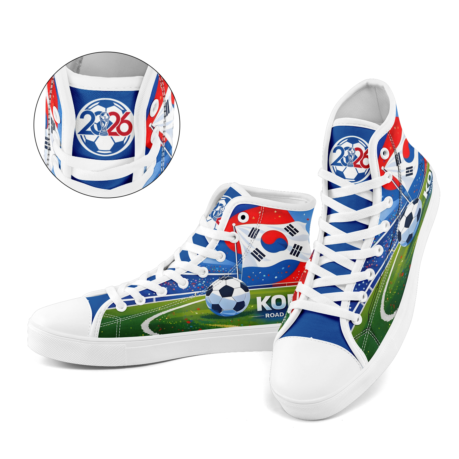 Custom South Korea 2026 World Cup Sneakers DIY Country Flag Running Shoes Lightweight Sport Shoes Gift for Football Fans Personalized Team Name and Logo FN024-F009070-5