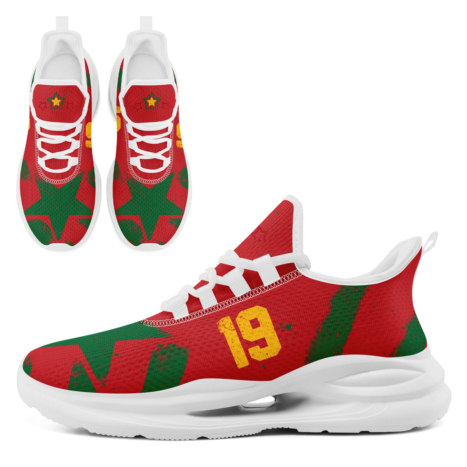 Custom Morocco 2026 World Cup Sneakers DIY Country Flag Running Shoes Lightweight Sport Shoes Gift for Football Fans Personalized Team Name and Logo FN079-F009119-8