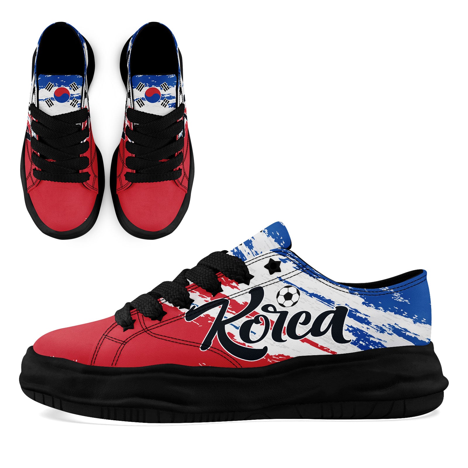 Custom South Korea 2026 World Cup Sneakers DIY Country Flag Running Shoes Lightweight Sport Shoes Gift for Football Fans Personalized Team Name and Logo FN038-F009095-2