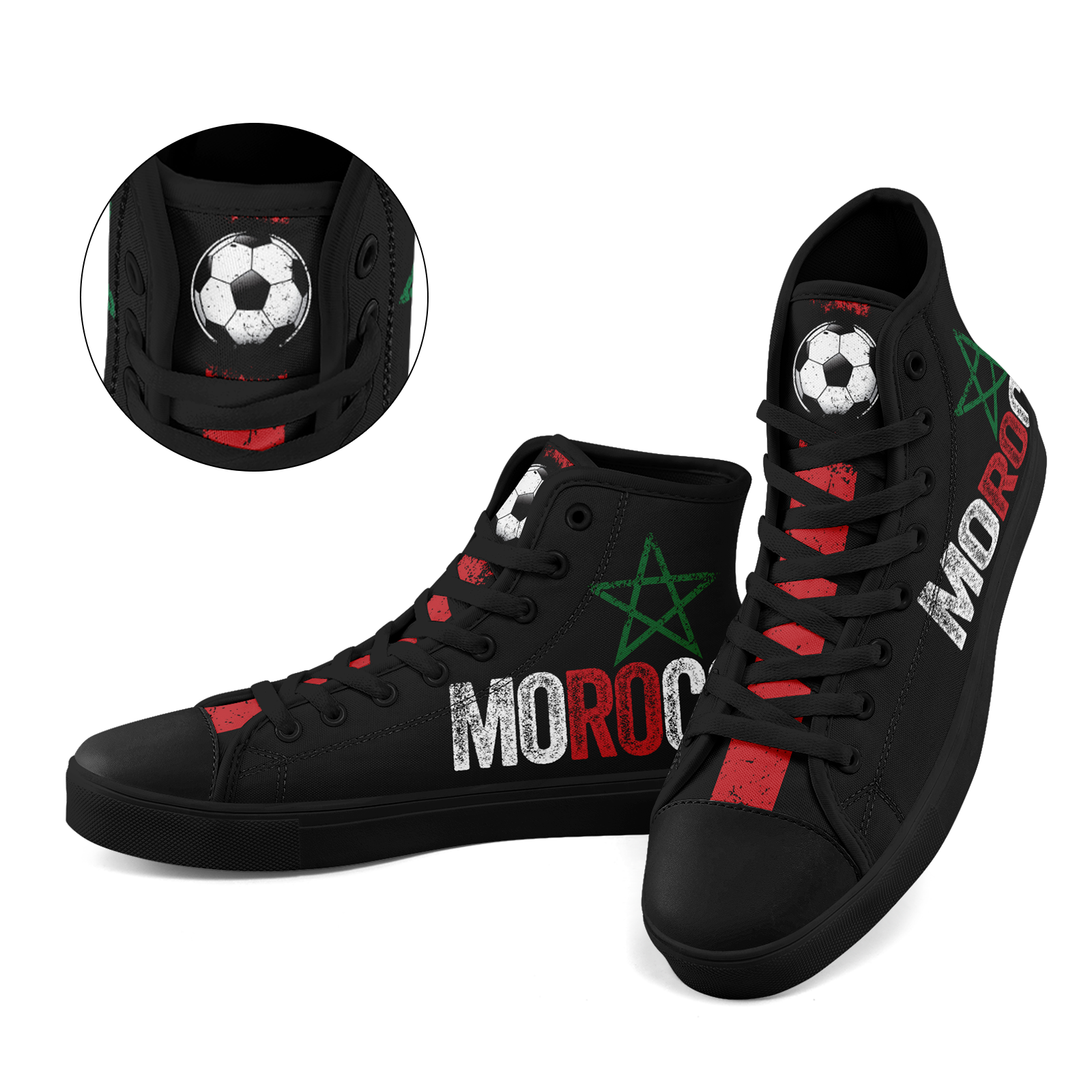 Custom Morocco 2026 World Cup Sneakers DIY Country Flag Running Shoes Lightweight Sport Shoes Gift for Football Fans Personalized Team Name and Logo FN024-F009090-1