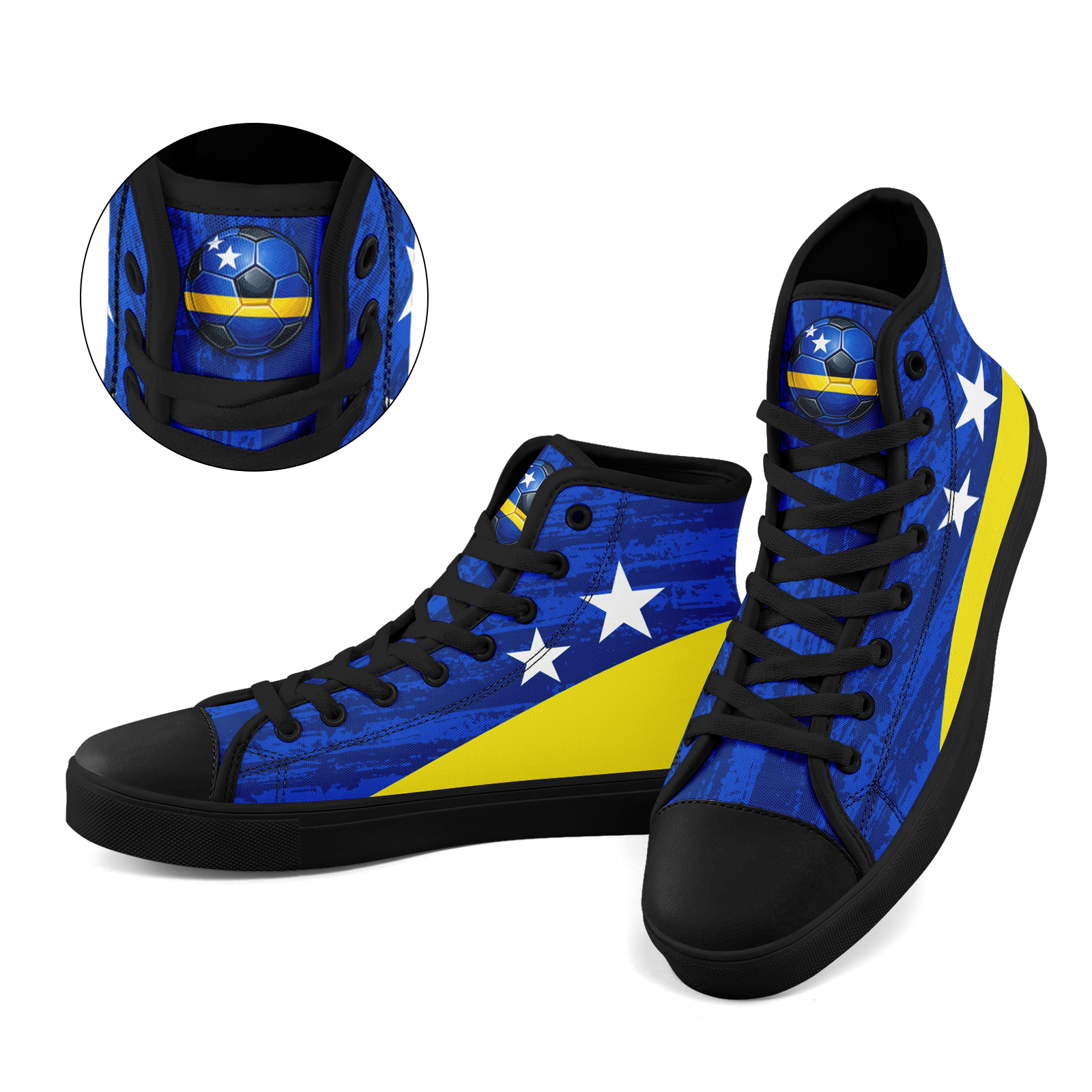 Custom Curaçao 2026 World Cup Sneakers DIY Country Flag Running Shoes Lightweight Sport Shoes Gift for Football Fans Personalized Team Name and Logo FN024-F009098-2