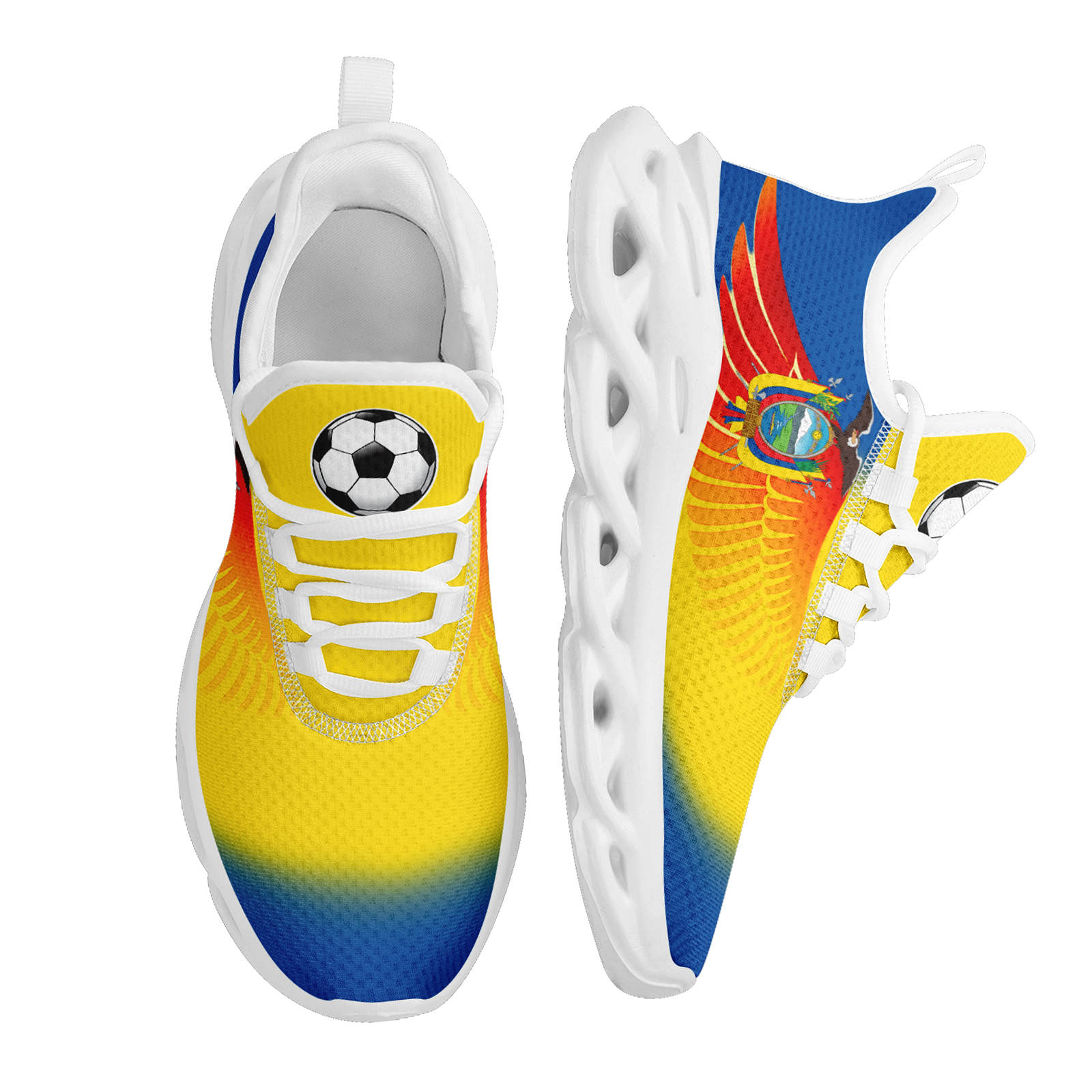 Custom Ecuador 2026 World Cup Sneakers DIY Country Flag Running Shoes Lightweight Sport Shoes Gift for Football Fans Personalized Team Name and Logo FN003-F009077-2