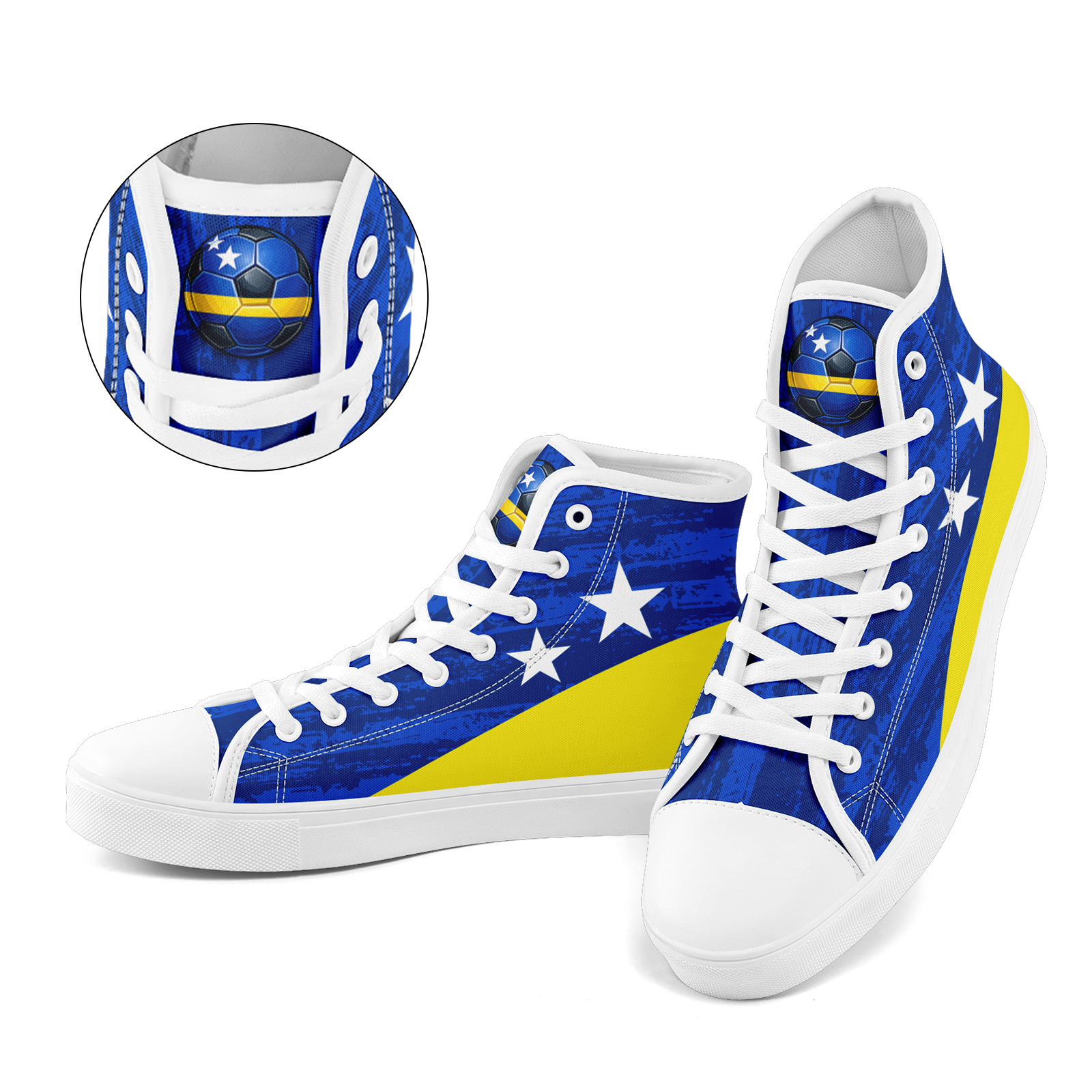 Custom Curaçao 2026 World Cup Sneakers DIY Country Flag Running Shoes Lightweight Sport Shoes Gift for Football Fans Personalized Team Name and Logo FN024-F009098-2