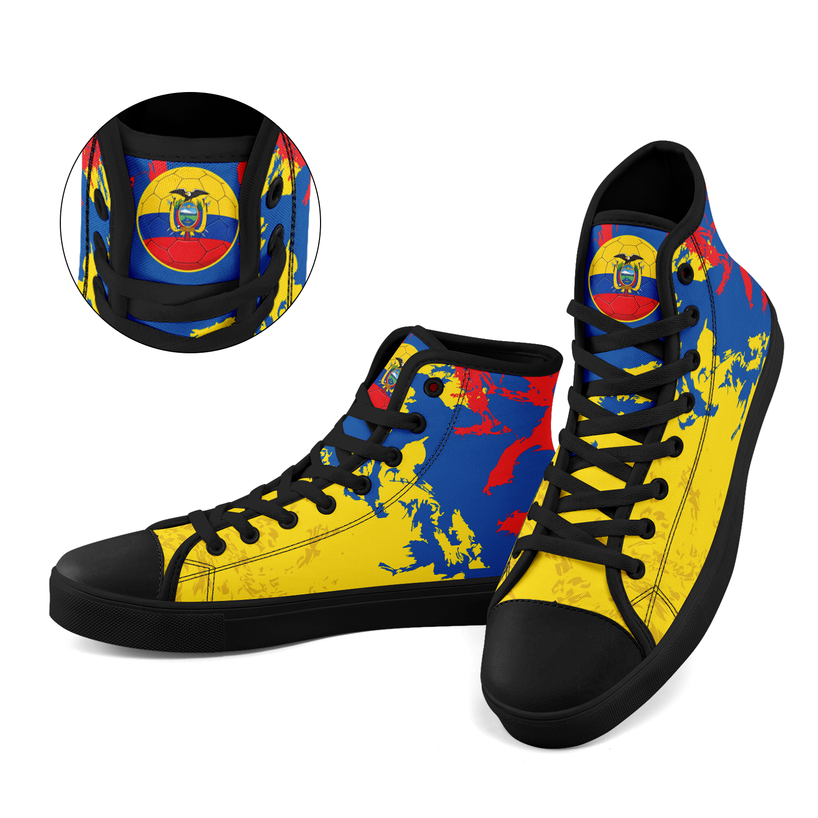Custom Ecuador 2026 World Cup Sneakers DIY Country Flag Running Shoes Lightweight Sport Shoes Gift for Football Fans Personalized Team Name and Logo FN024-F009099-1