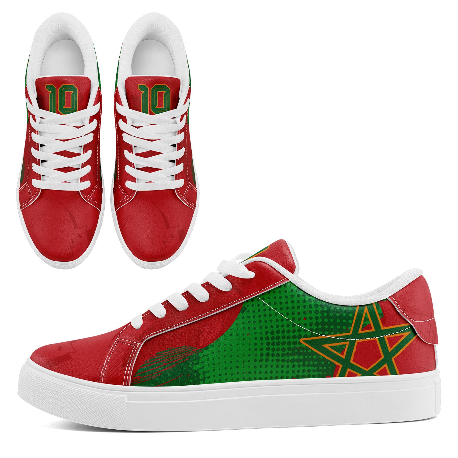 Custom Morocco 2026 World Cup Sneakers DIY Country Flag Running Shoes Lightweight Sport Shoes Gift for Football Fans Personalized Team Name and Logo FN023-F009097-4