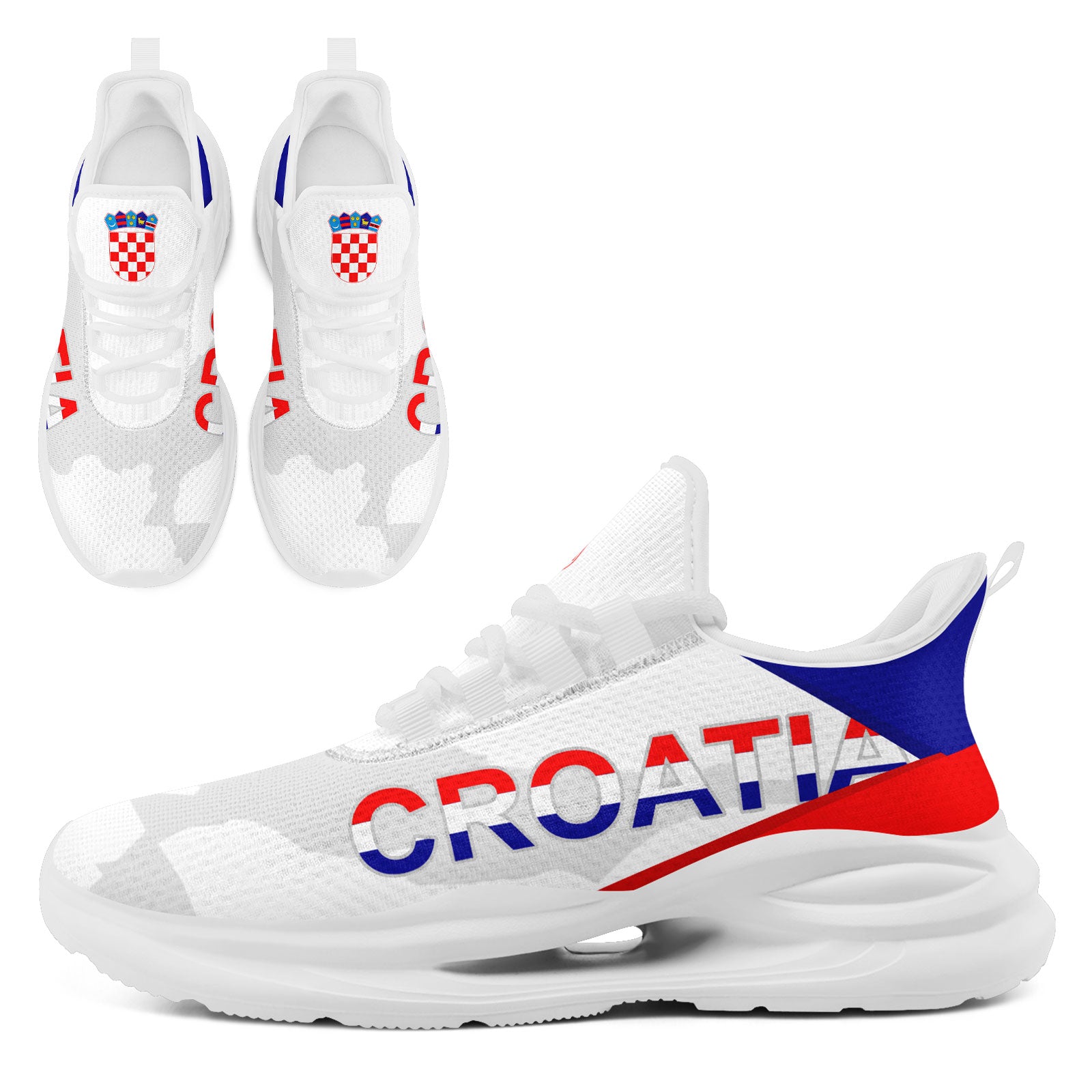 Custom Croatia 2026 World Cup Sneakers DIY Country Flag Running Shoes Lightweight Sport Shoes Gift for Football Fans Personalized Team Name and Logo FN079-F009105-1