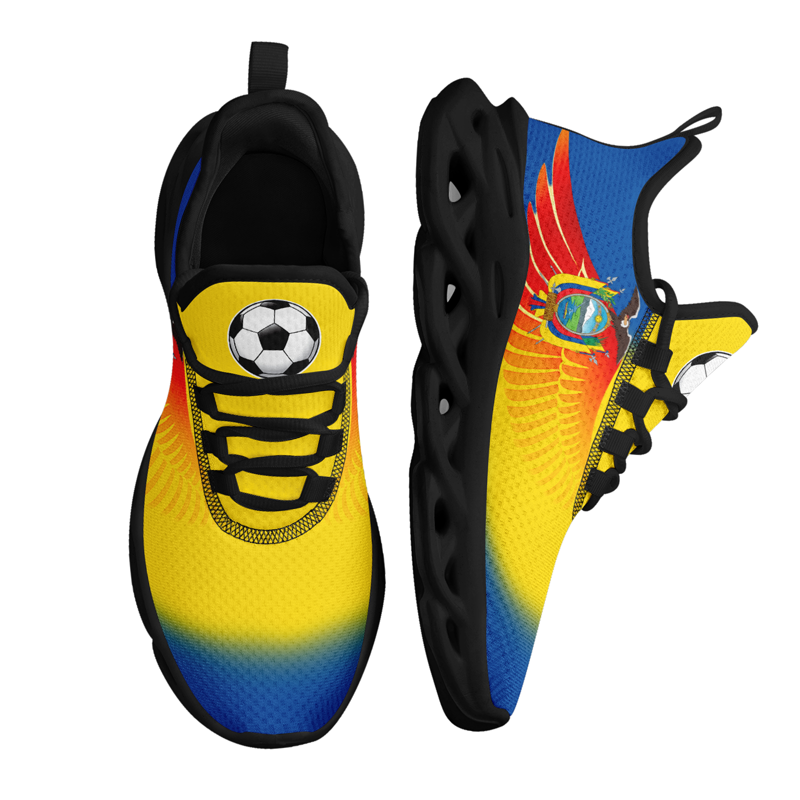 Custom Ecuador 2026 World Cup Sneakers DIY Country Flag Running Shoes Lightweight Sport Shoes Gift for Football Fans Personalized Team Name and Logo FN003-F009077-2