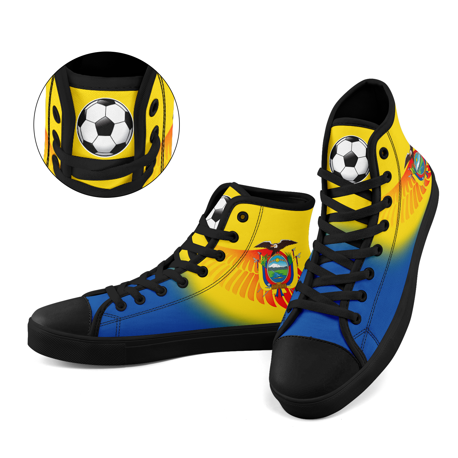 Custom Ecuador 2026 World Cup Sneakers DIY Country Flag Running Shoes Lightweight Sport Shoes Gift for Football Fans Personalized Team Name and Logo FN024-F009099-2
