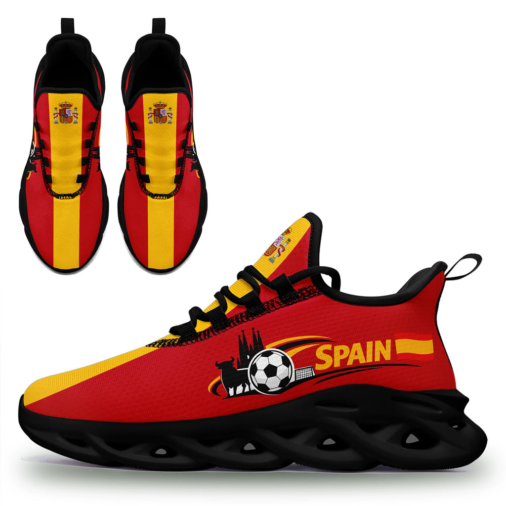 Custom 2026 World Cup Spain Sneakers DIY Country Flag Running Shoes Lightweight Sport Shoes Gift for Football Fans Personalized Team Name and Logo FN003-F027068-1