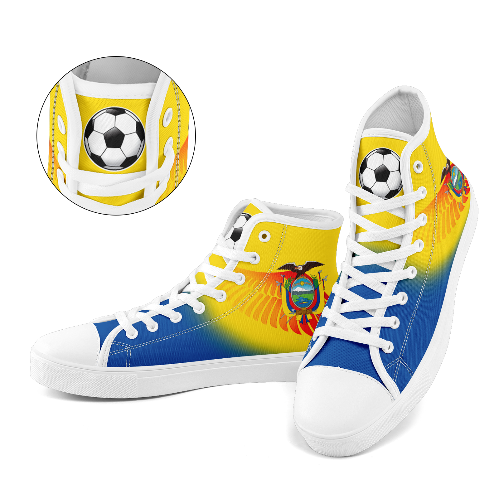 Custom Ecuador 2026 World Cup Sneakers DIY Country Flag Running Shoes Lightweight Sport Shoes Gift for Football Fans Personalized Team Name and Logo FN024-F009099-2